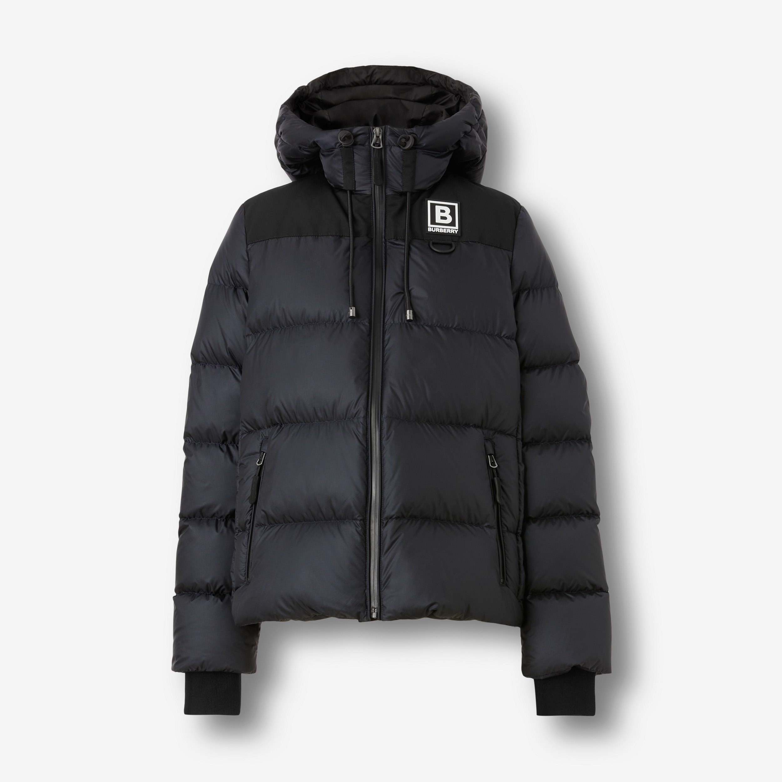 Letter Graphic Appliqué Nylon Hooded Puffer Jacket in Navy - Women | Burberry® Official - 1