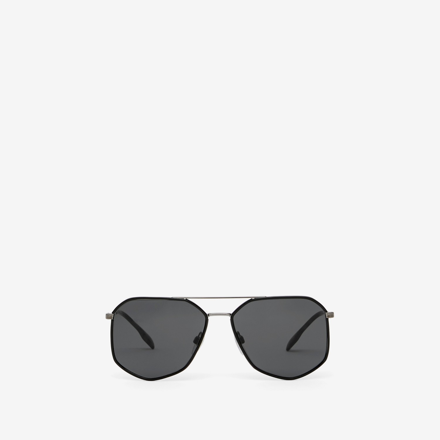 几何框太阳眼镜 (黑色) - 男士 | Burberry® 博柏利官网