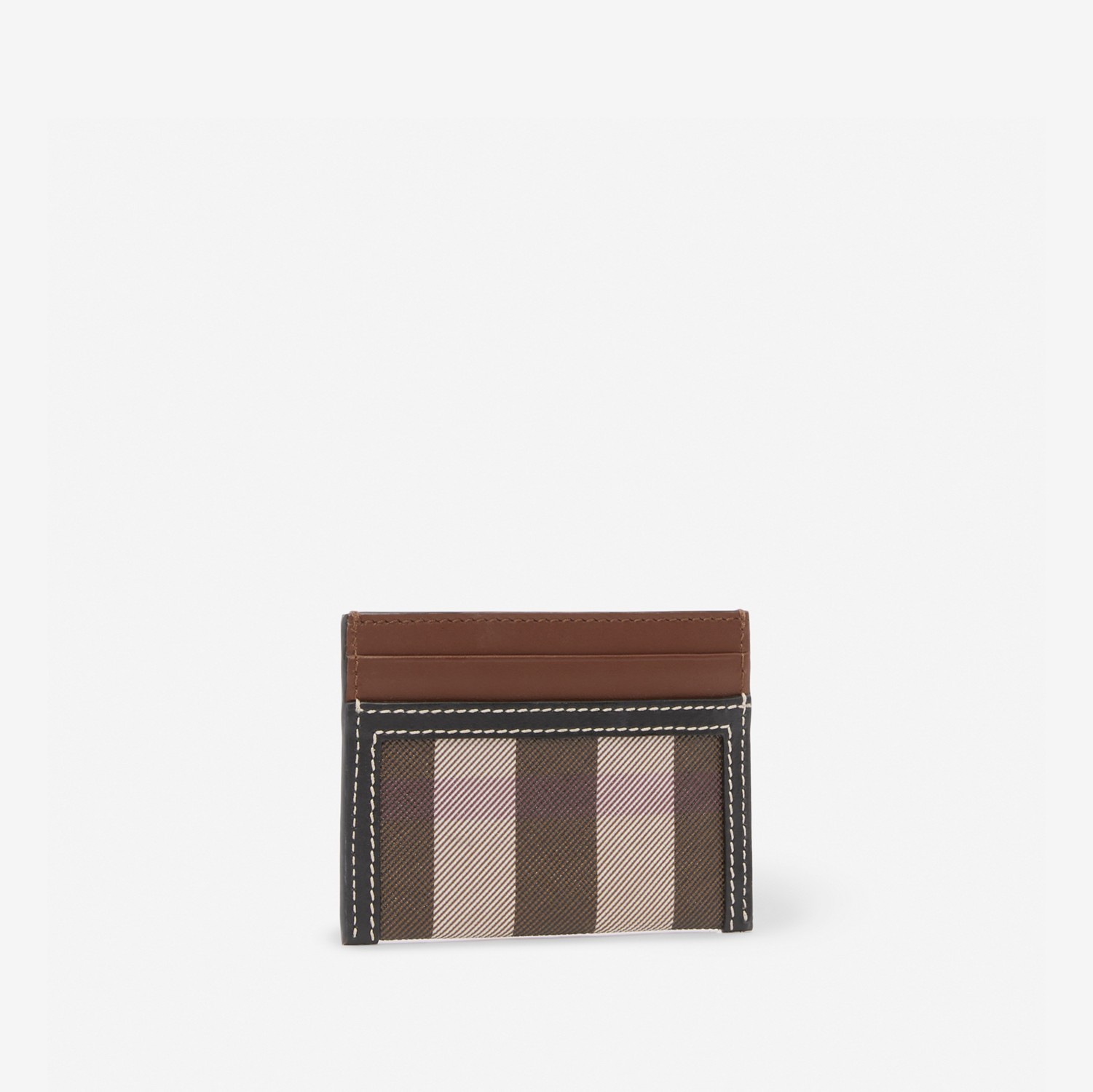 Check and Two-tone Leather Card Case in Dark Birch Brown - Women | Burberry® Official