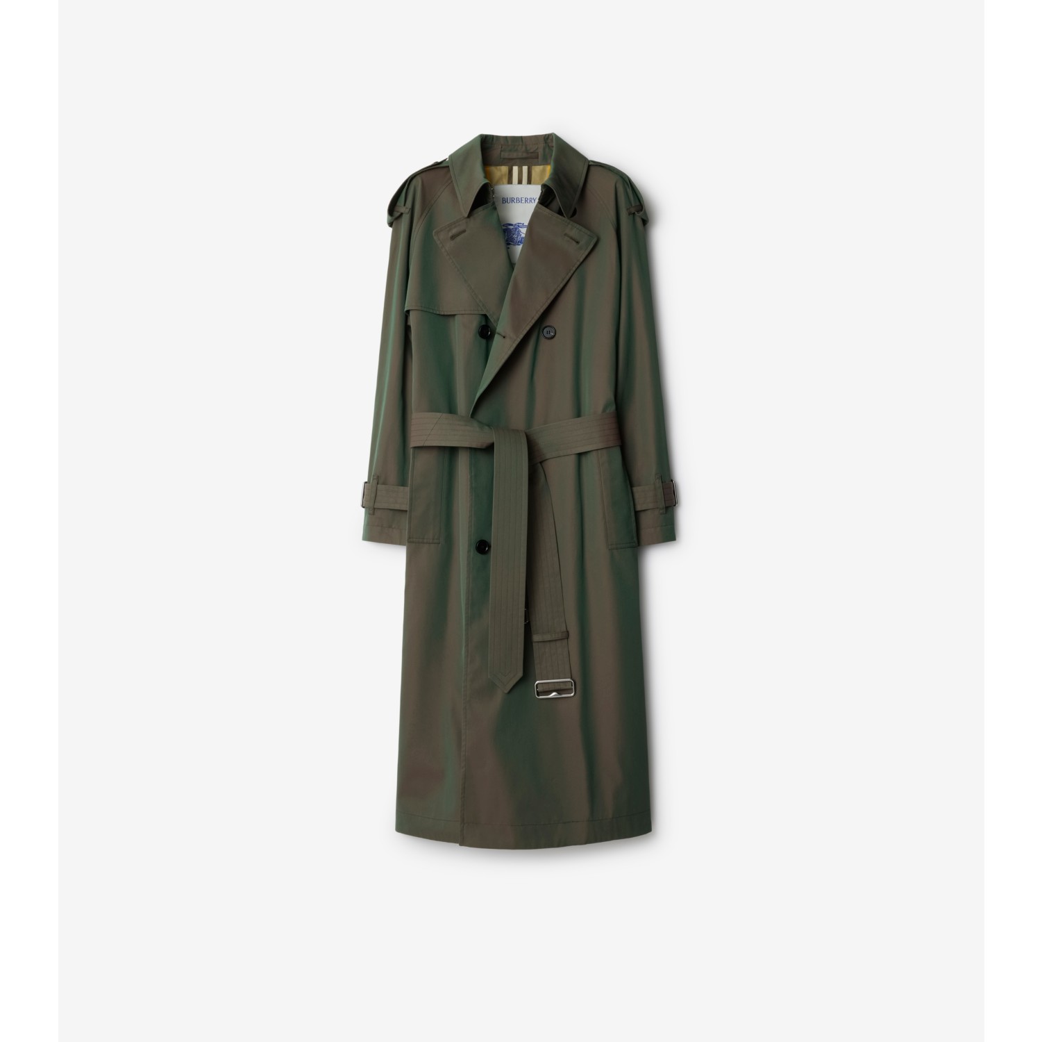 Long Cotton Trench Coat in Antique green - Women | Burberry® Official