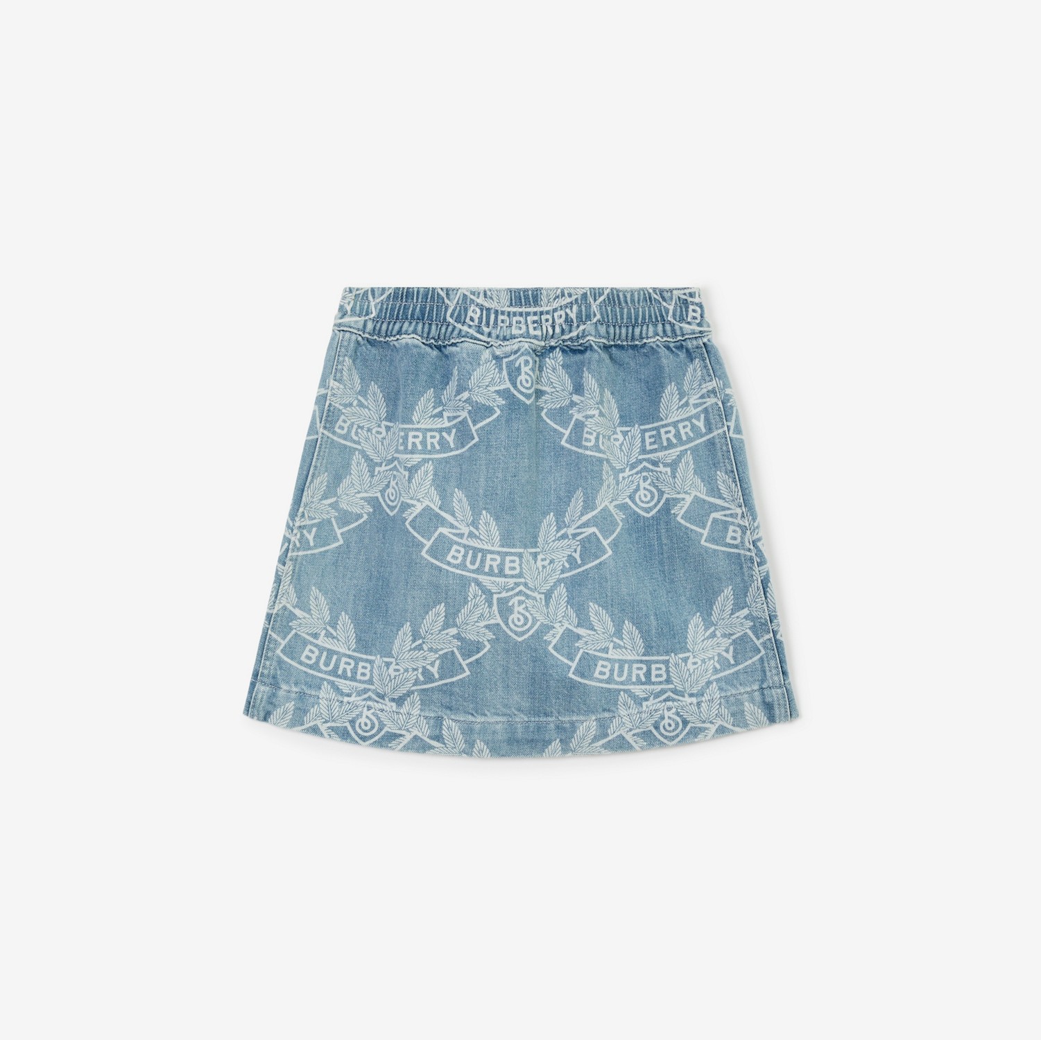 Oak Leaf Crest Japanese Denim Skirt in Pale Blue | Burberry® Official