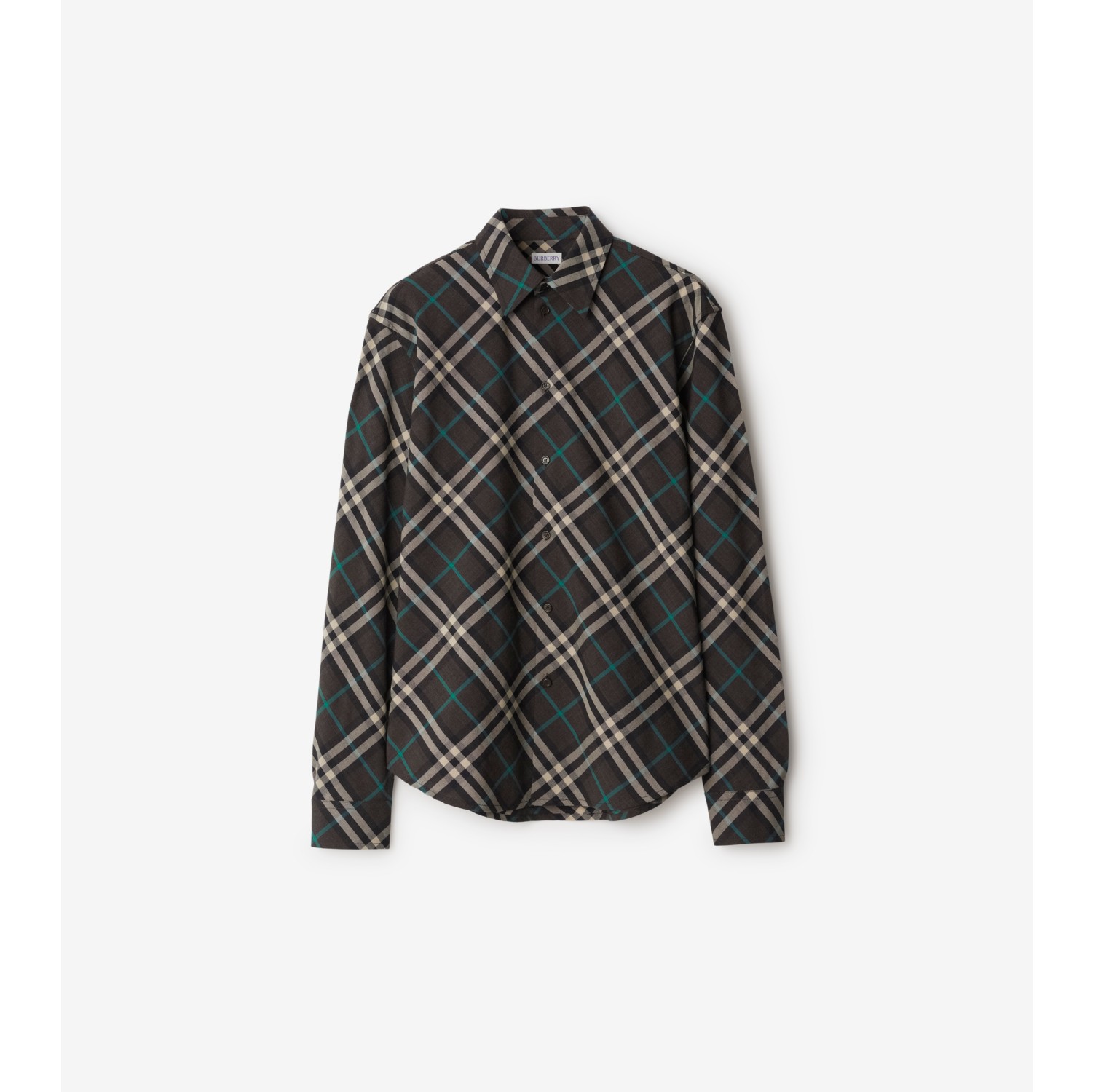 Check Wool Blend Shirt in Snug Men Burberry Official