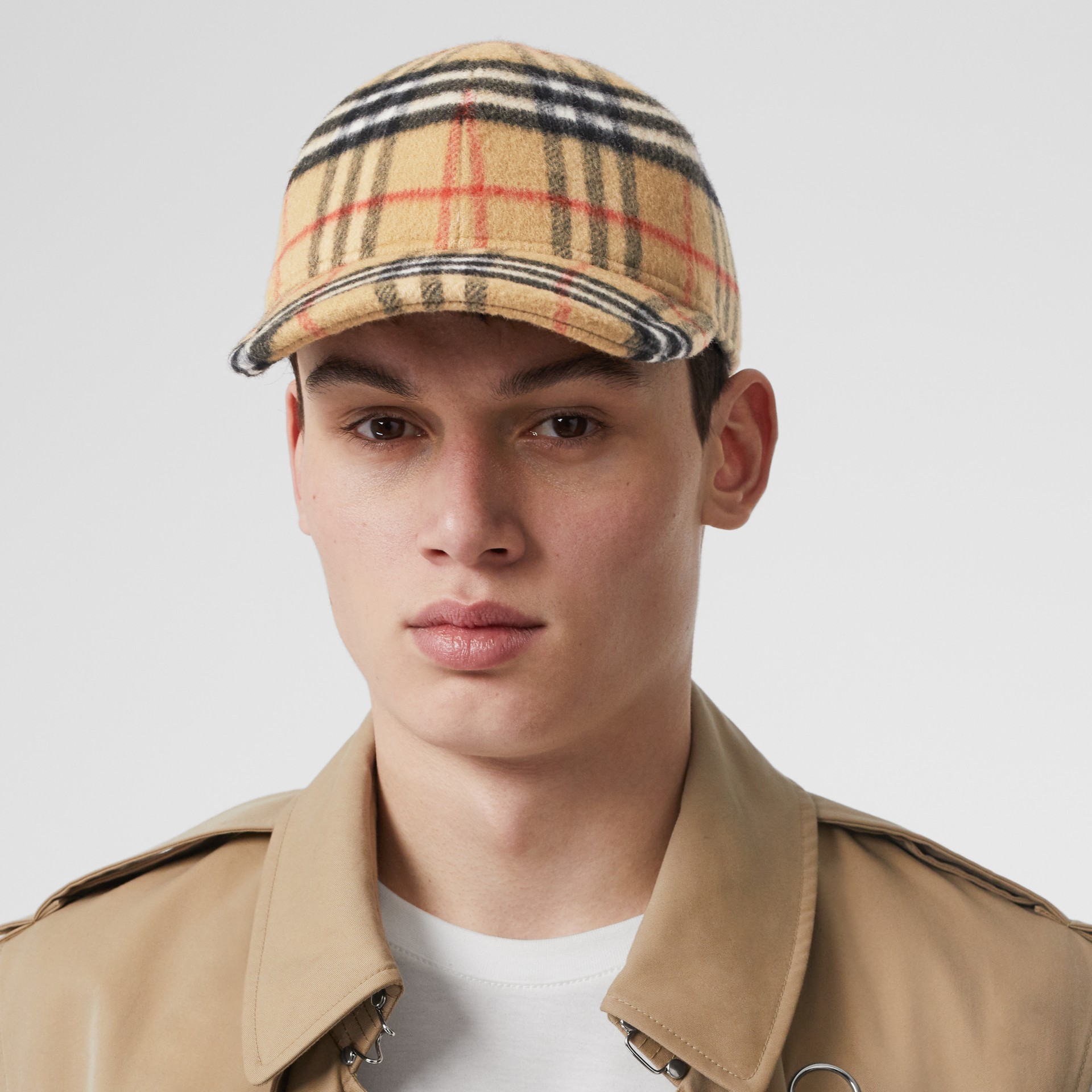 Vintage Check Wool Baseball Cap in Antique Yellow | Burberry United States