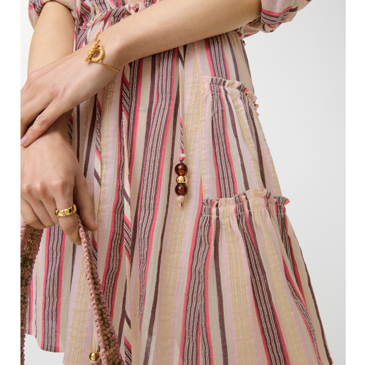 Striped Cotton Voile Dress in Neapolitan pink - Women | Burberry® Official