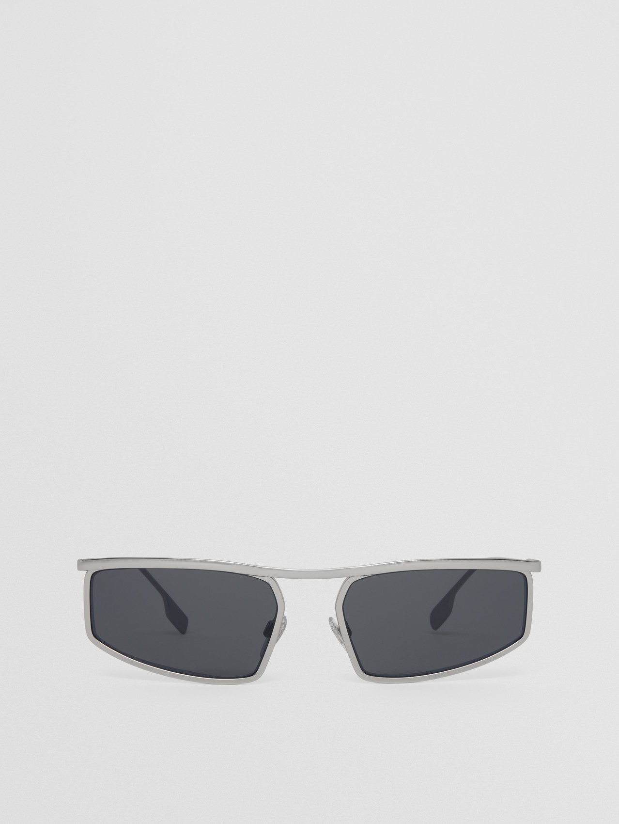 Logo Detail Rectangular Frame Sunglasses in Silver
