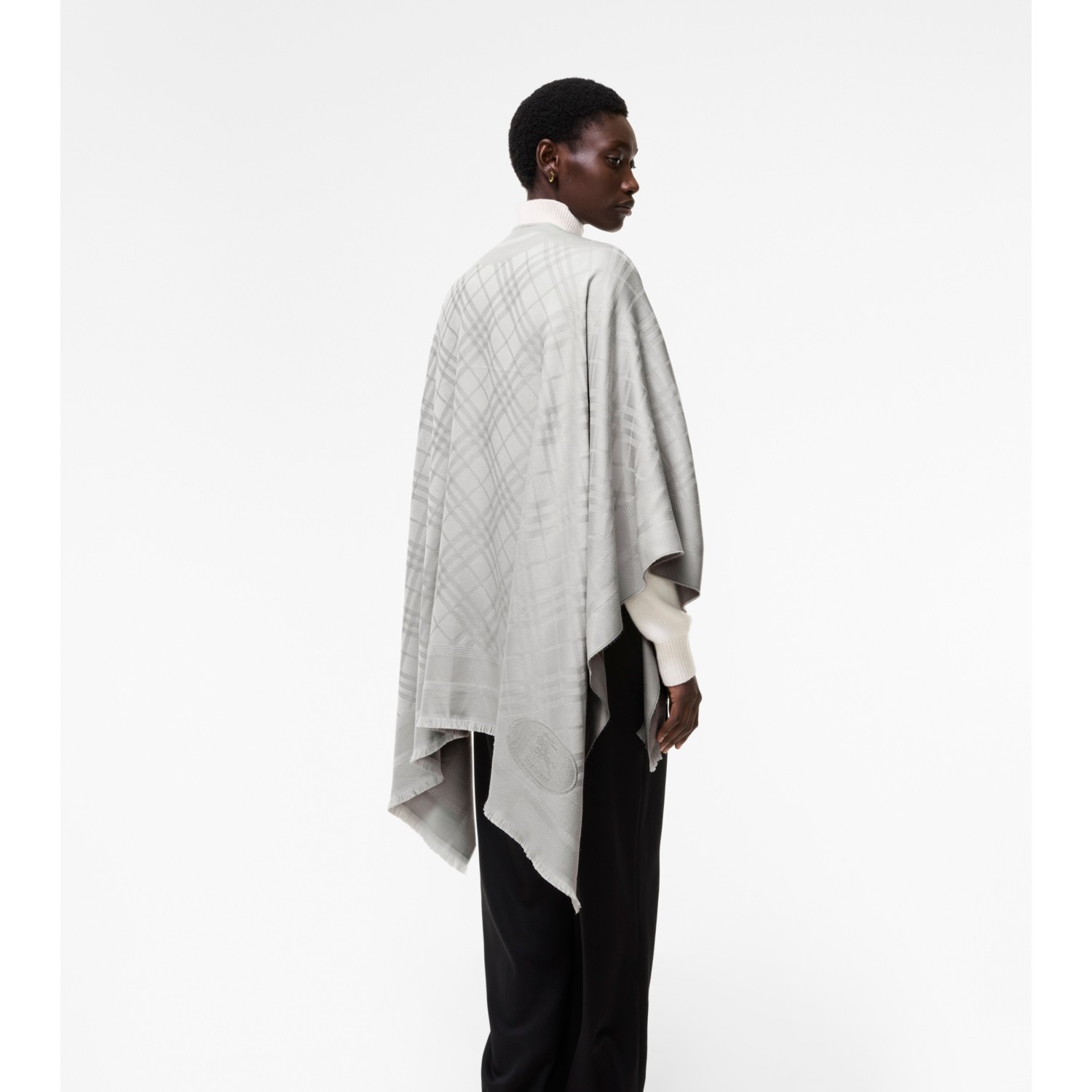 Check Wool Cashmere Cape - thumbnail 10