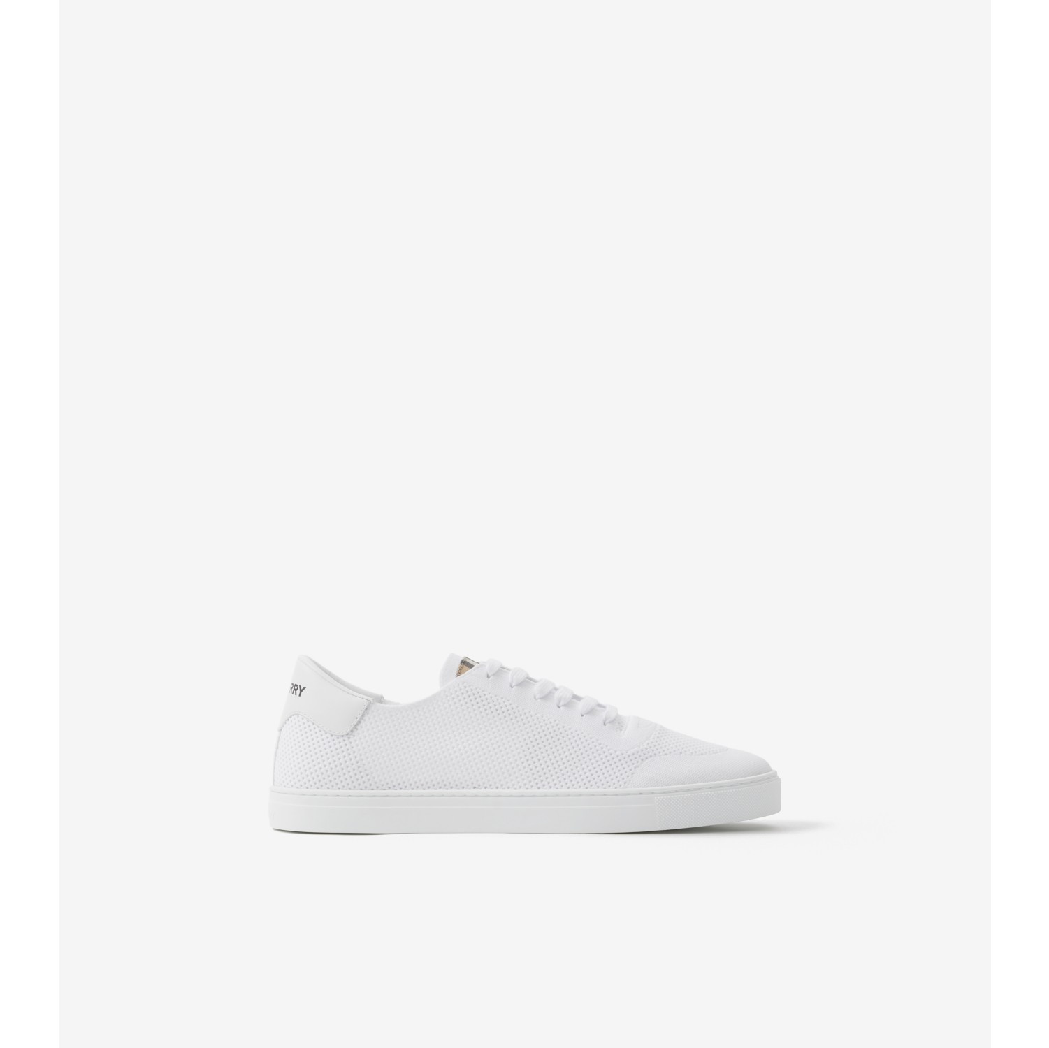 Nylon Leather and Cotton Sneakers in Optic White Men Burberry Official