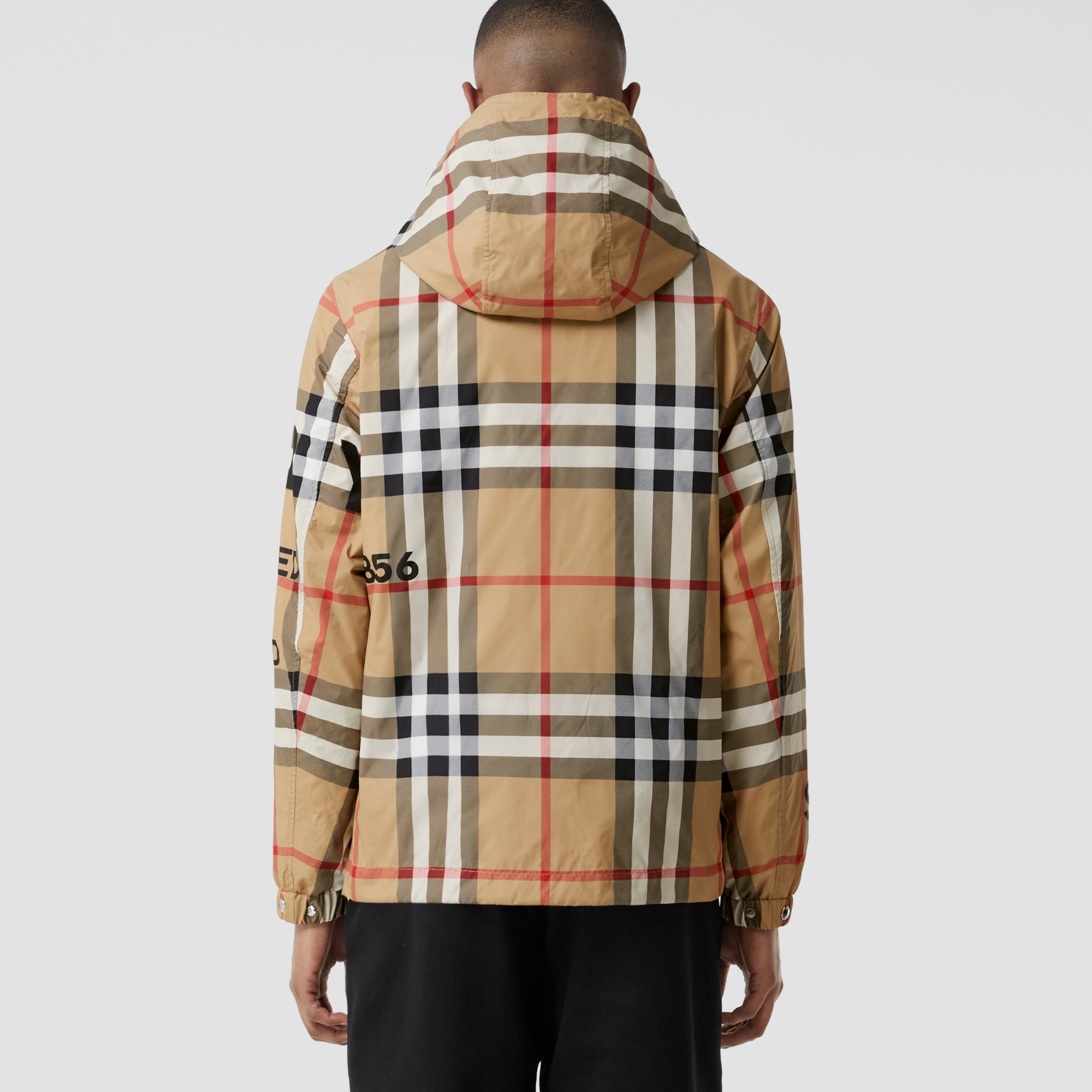 Horseferry Print Check Nylon Hooded Jacket in Archive Beige - Men ...