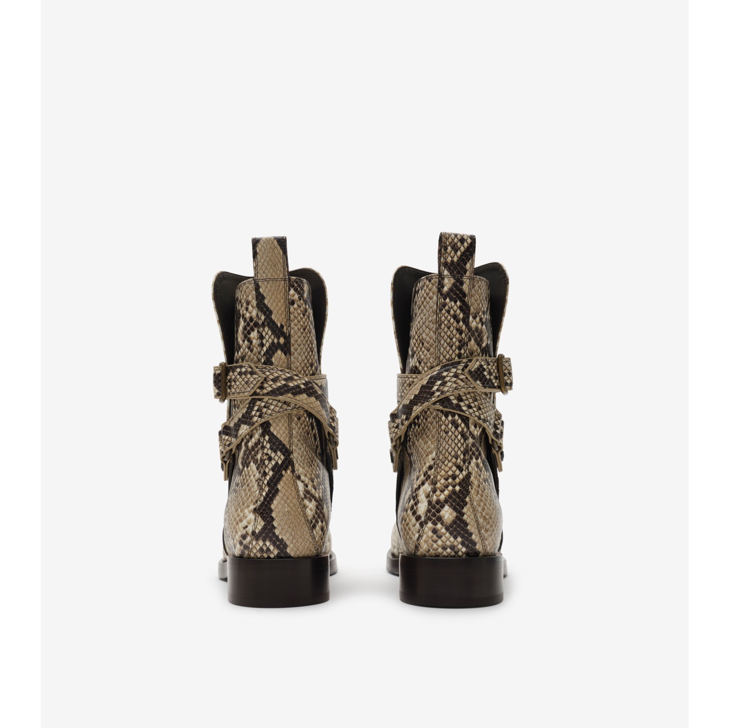 Python-print Leather Ledger Boots​​ in Serpent beige - Men | Burberry® Official