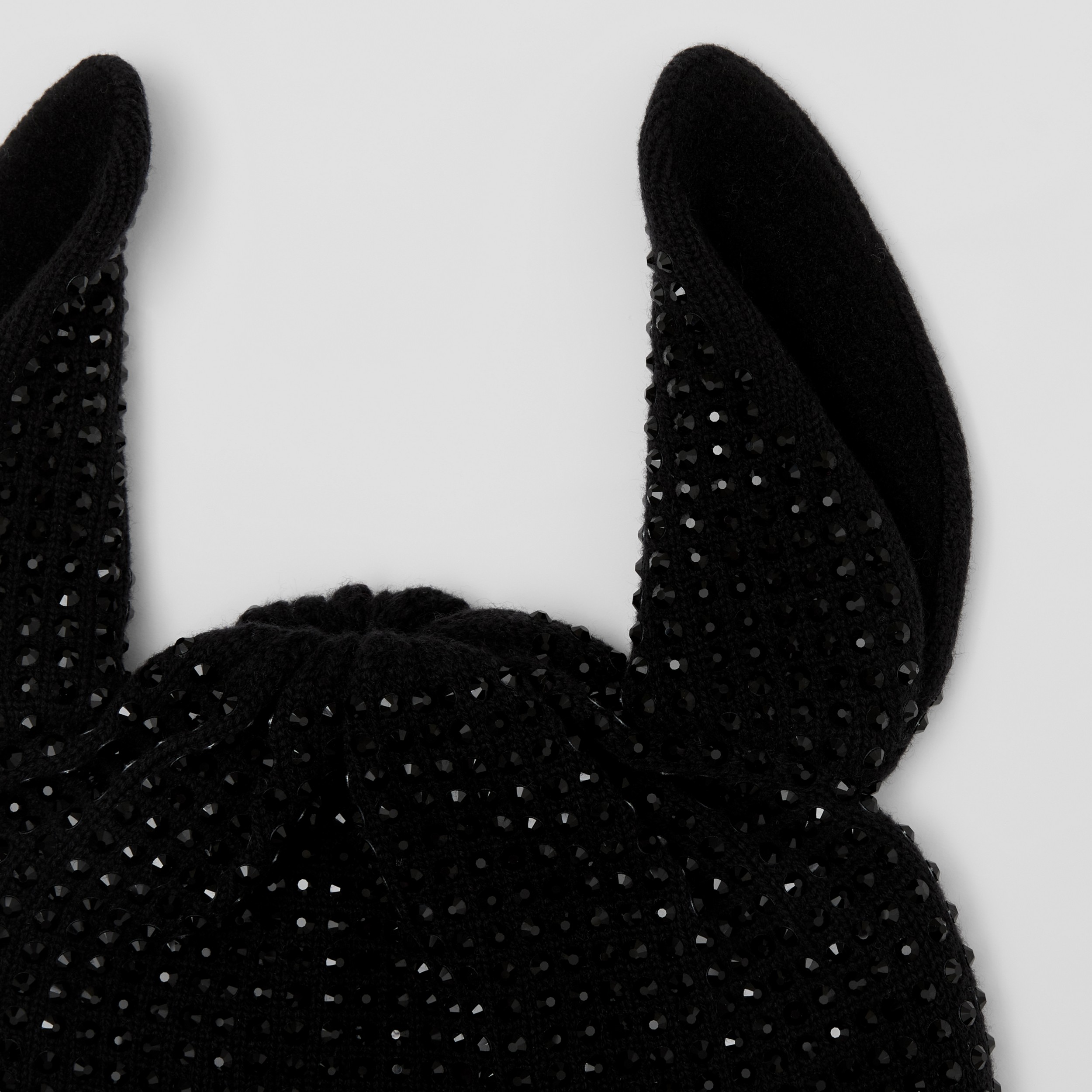 鹿耳装饰人造水晶羊毛针织帽 (黑色) | Burberry® 博柏利官网 - 2