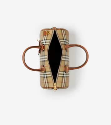 BURBERRY: Bowling bag in check coated cotton - Olive