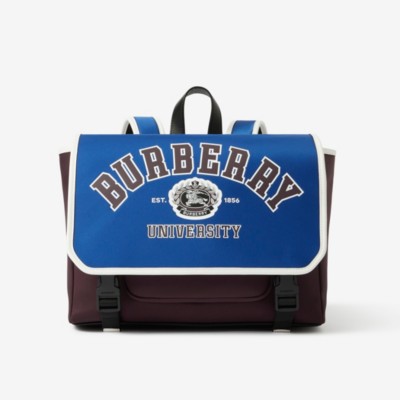 Burberry Childrens College Graphic Nylon Backpack In Blue ModeSens
