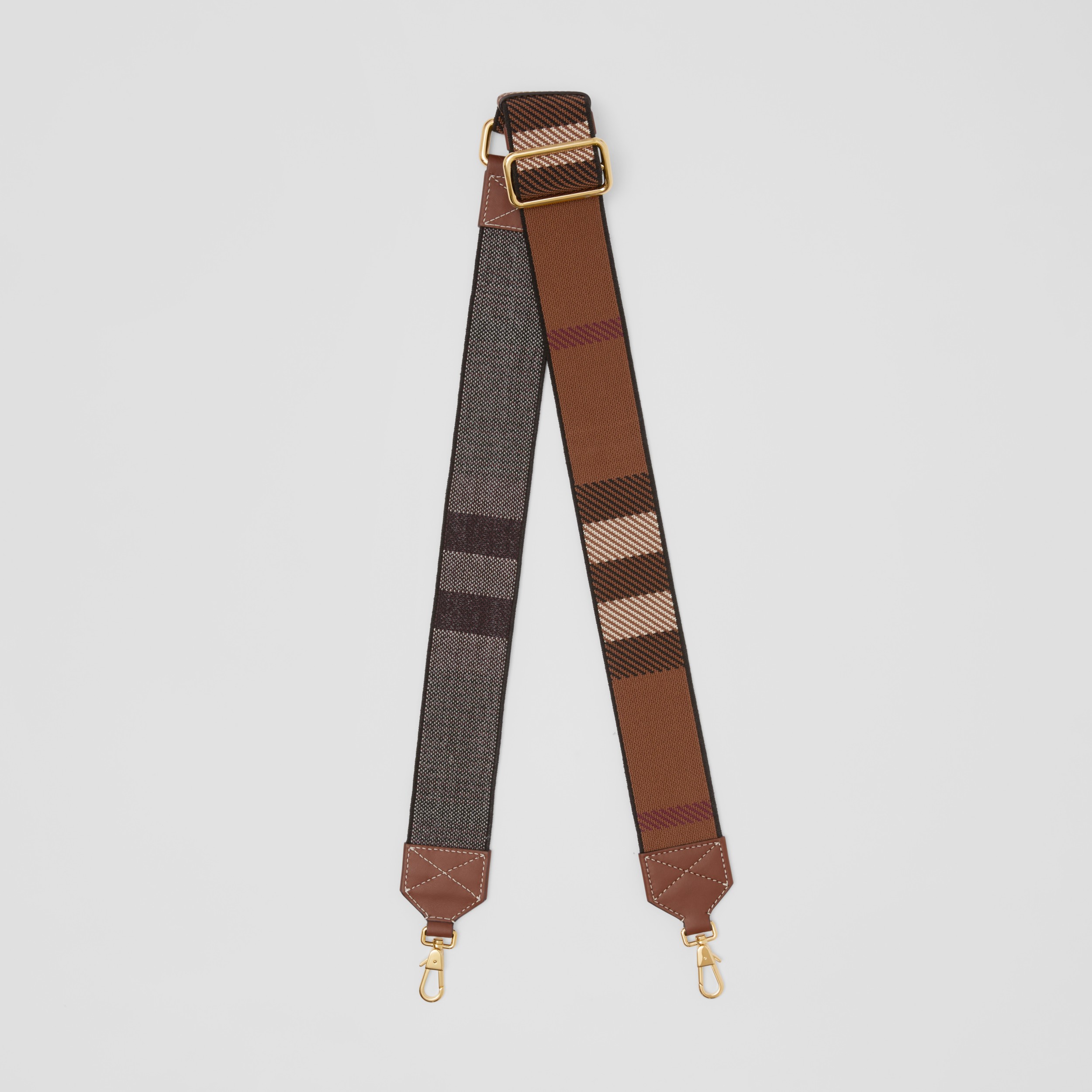 Exaggerated Check Bag Strap in Dark Birch Brown Women Burberry® Official