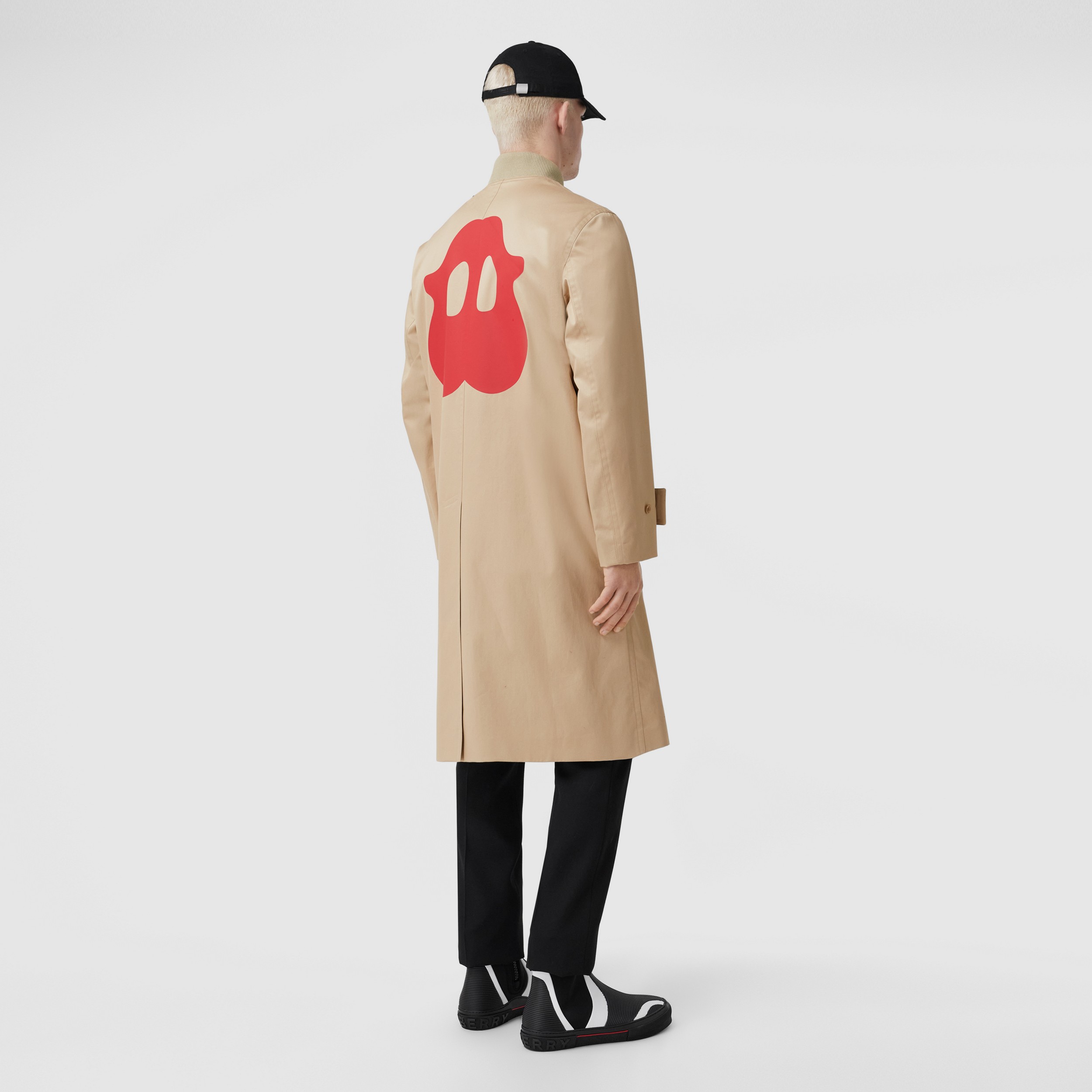 Monster Graphic Cotton Gabardine Car Coat in Soft Fawn - Men | Burberry® Official - 1