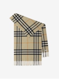 Wide Check Cashmere Scarf in Light Sage