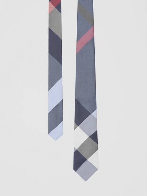 Burberry 经典剪裁格纹提花丝质领带 In 포르셀린 블루