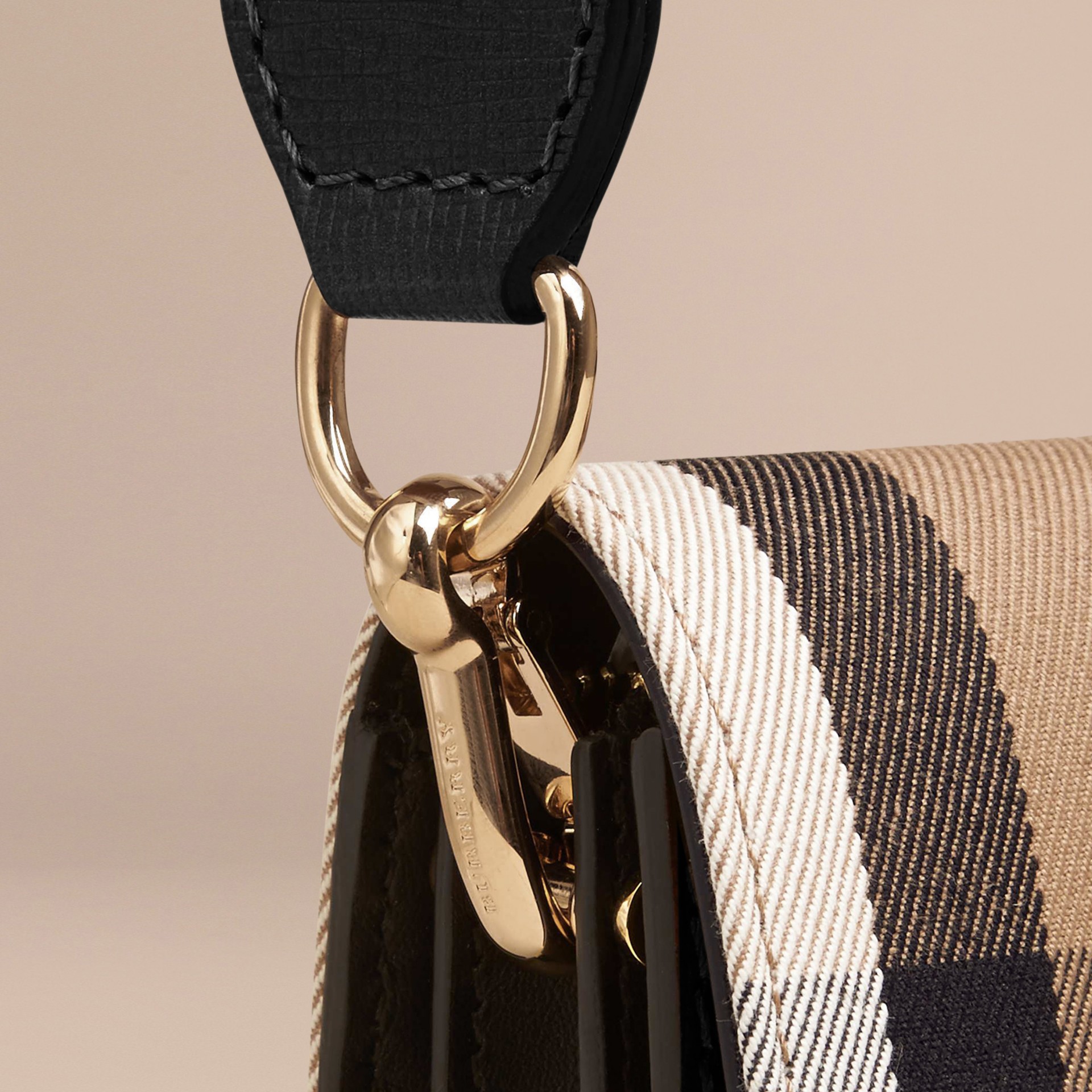 The Small Buckle Bag in House Check and Leather Black Burberry Canada