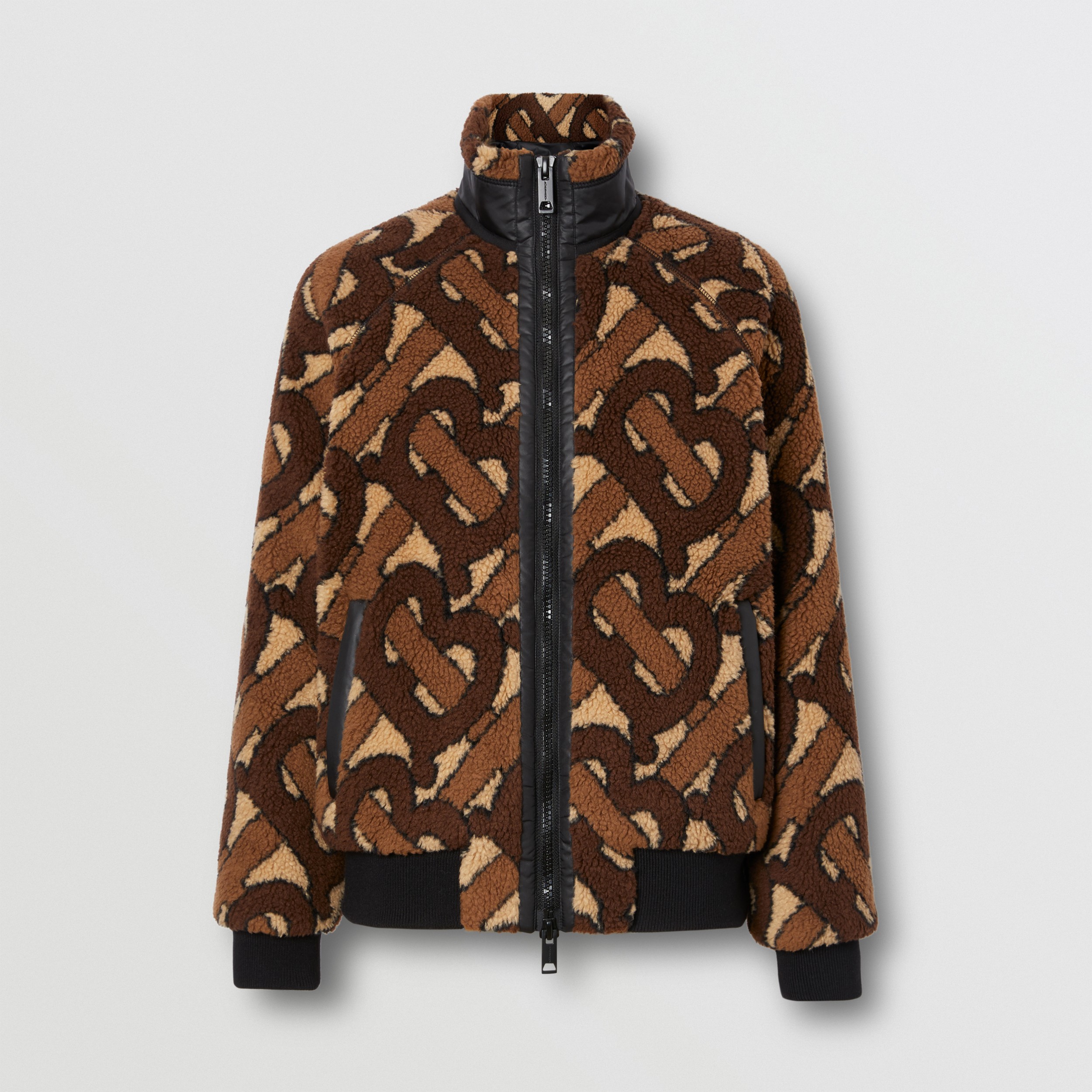 Monogram Fleece Jacquard Jacket in Bridle Brown - Women | Burberry ...