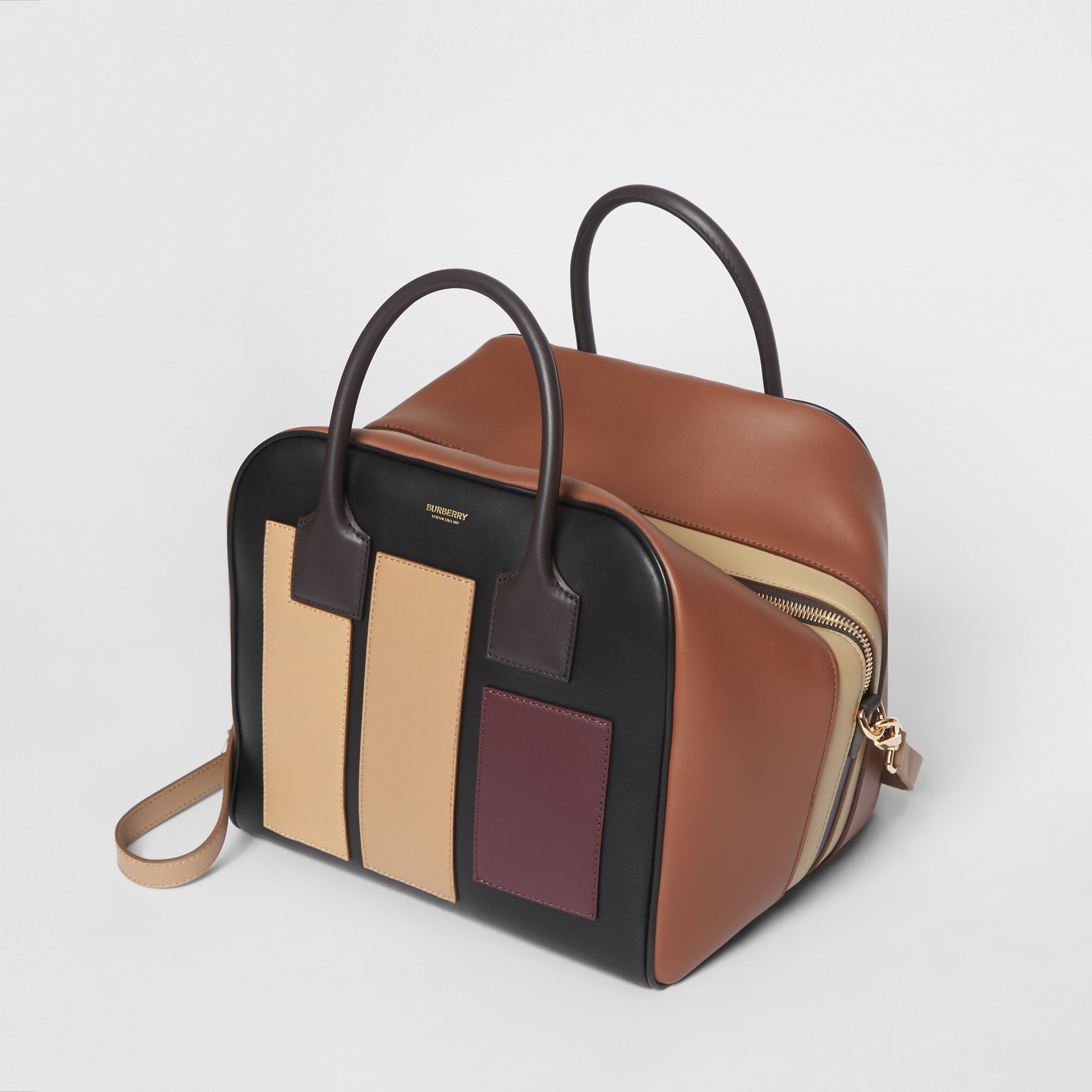 Medium Panelled Leather Cube Bag in Black Women Burberry Canada