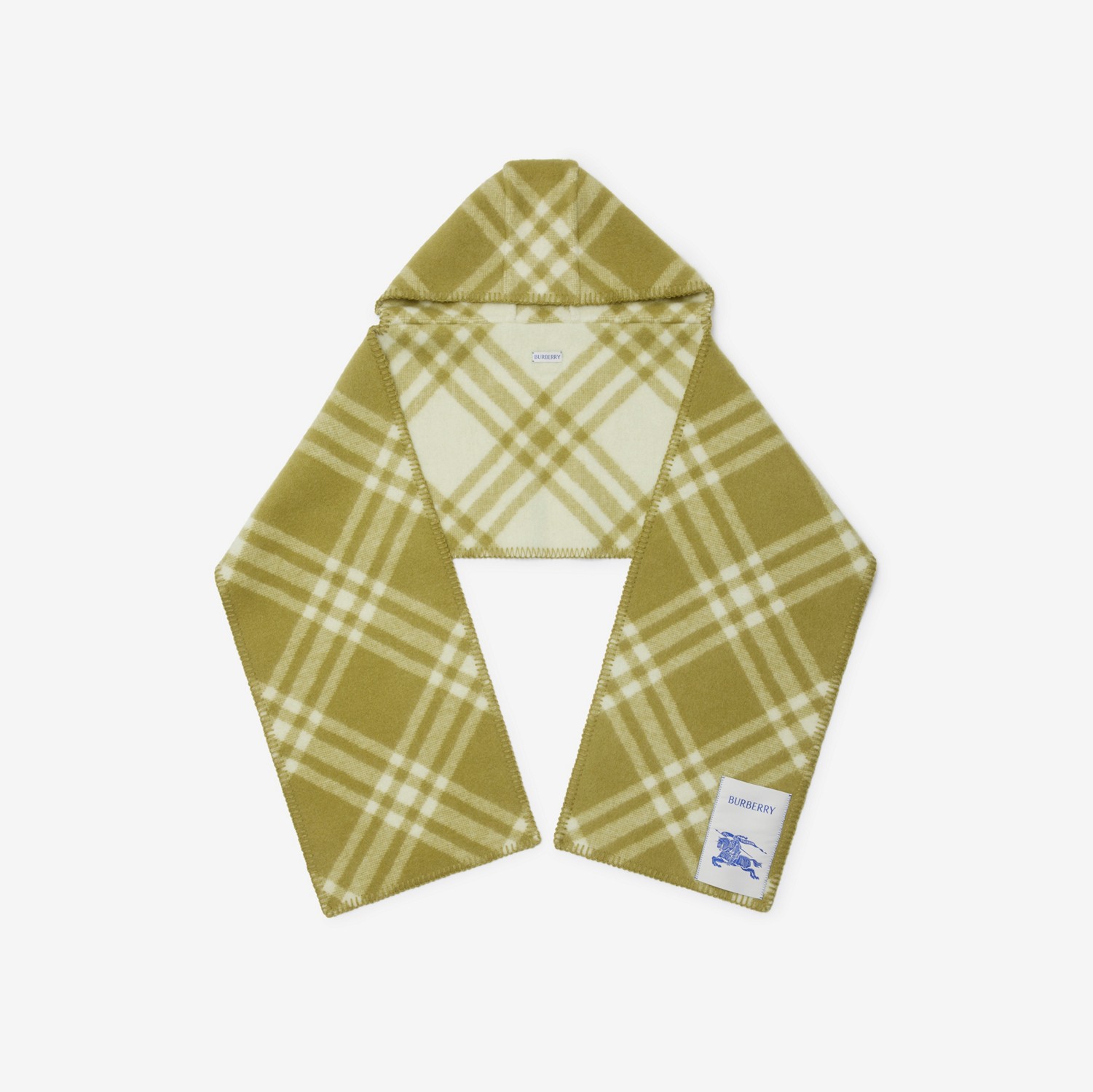 チェック ウール フーデッドスカーフ (ケーパー) | Burberry チェック ウール フーデッドスカーフ (ケーパー) | Burberry
