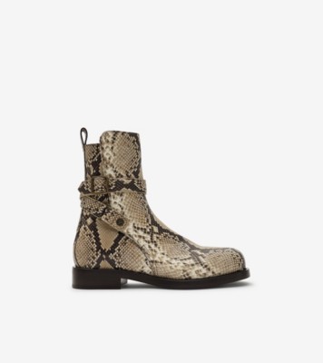 Python-print Leather Ledger Boots​​ in Serpent beige - Men | Burberry® Official