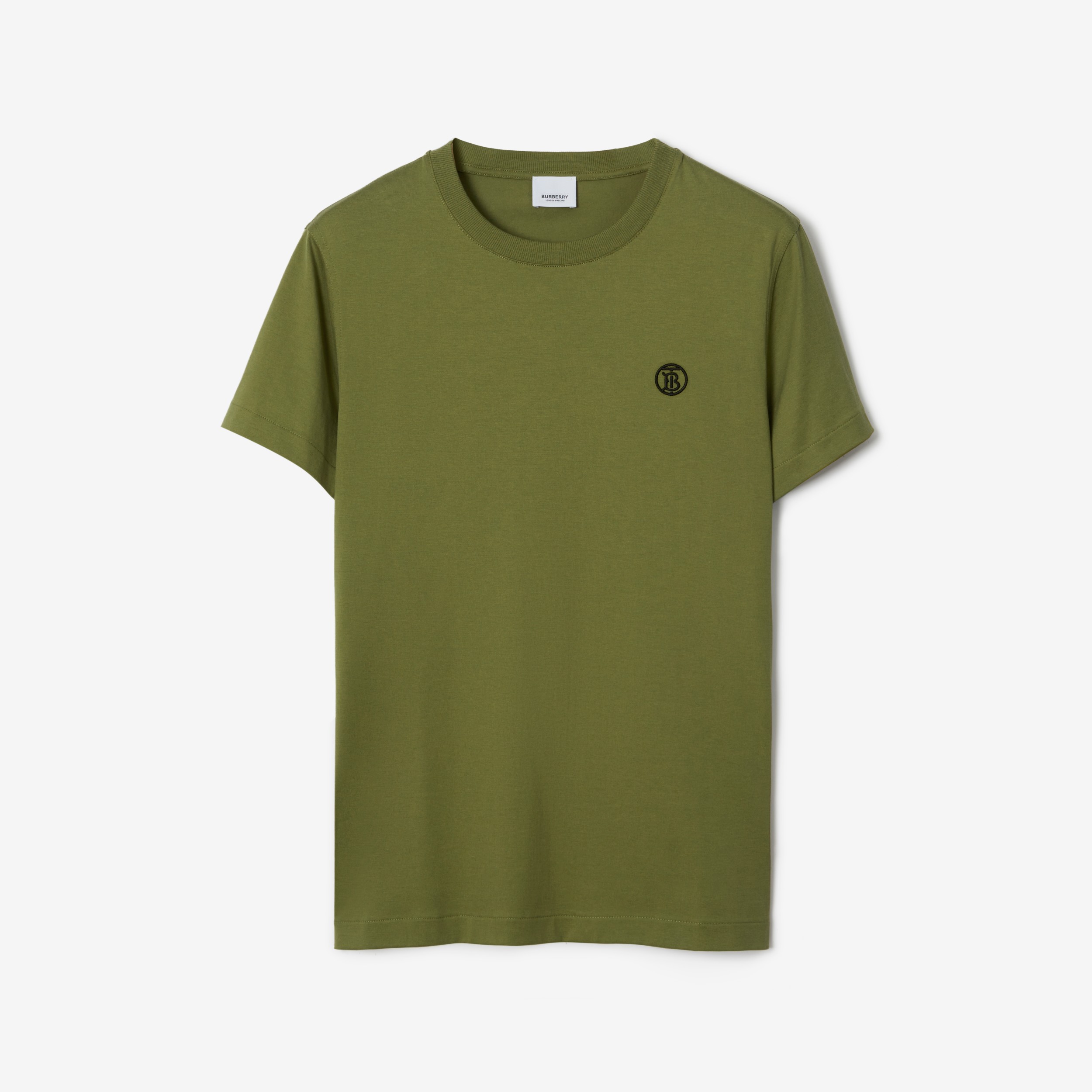 Monogram Motif Cotton T-shirt in Spruce Green - Men | Burberry® Official