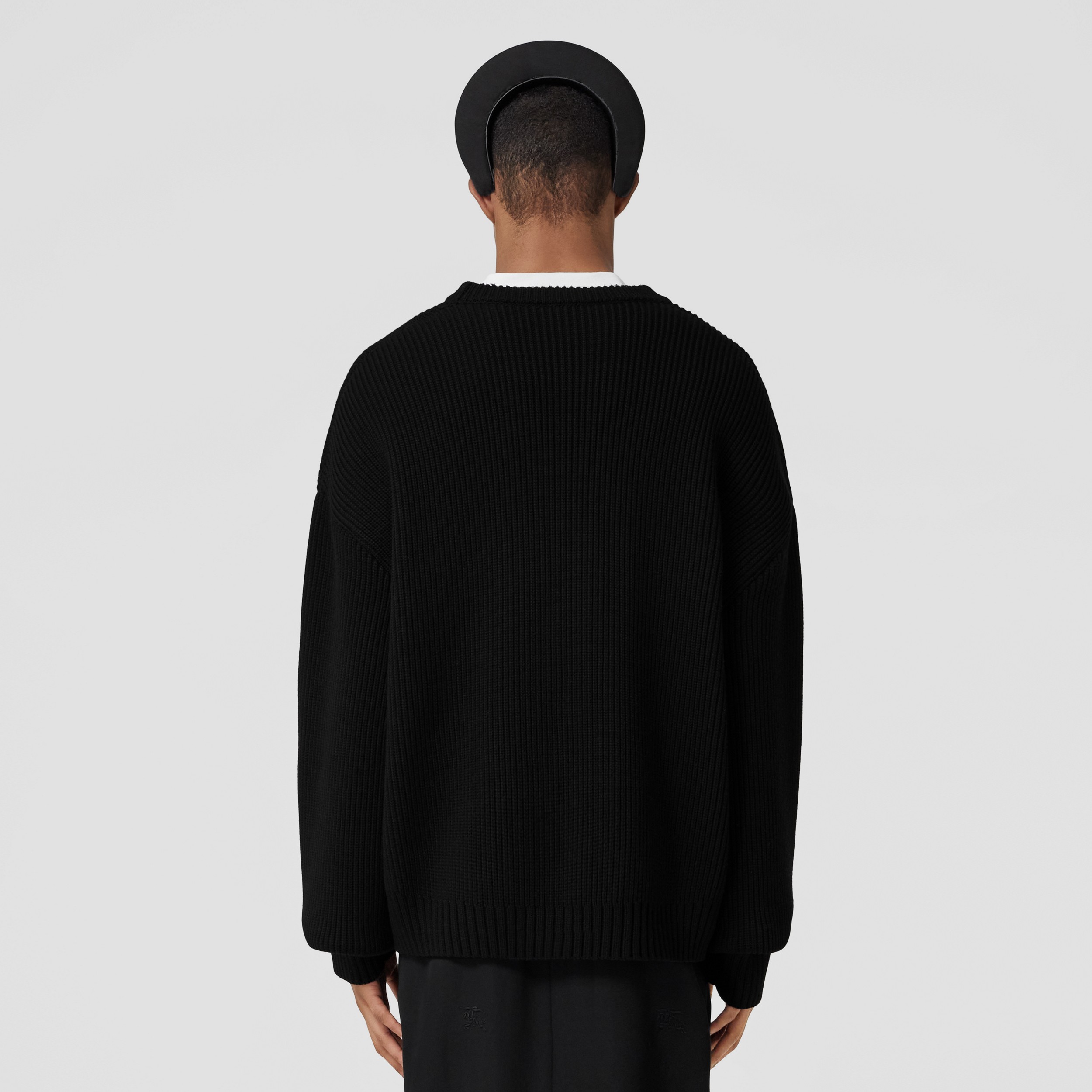Cut-out Detail Wool Oversized Sweater in Black - Men | Burberry® Official - 3
