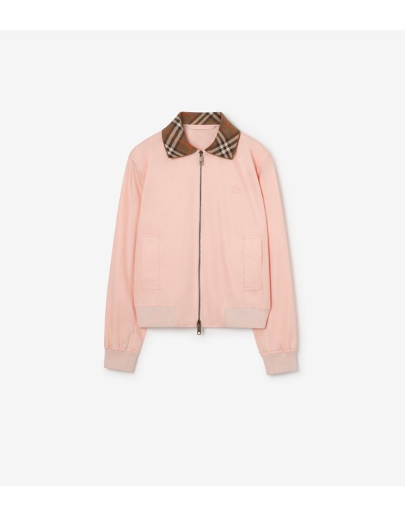 Cropped Tropical Gabardine Harrington Bomber Jacket