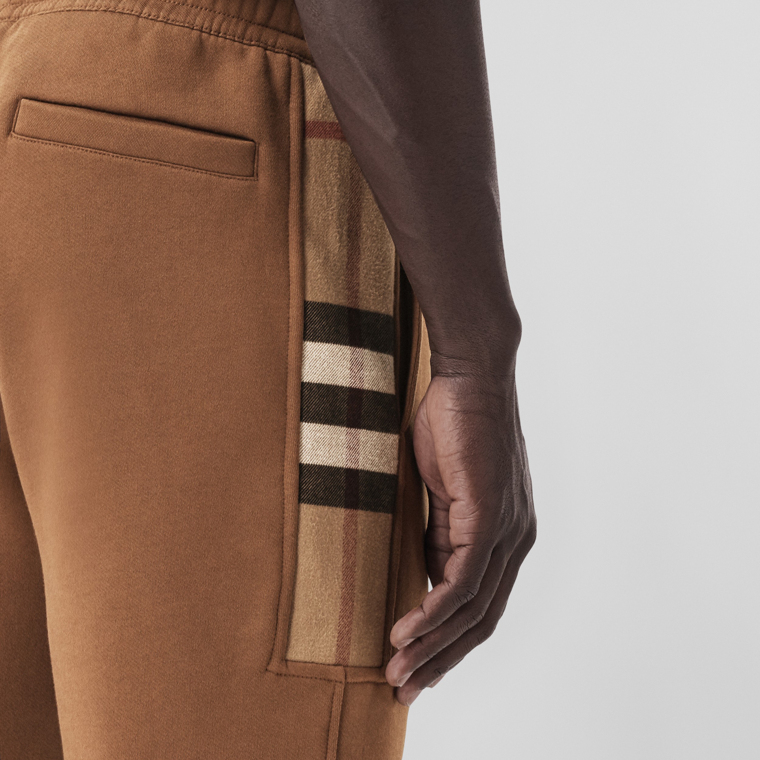 Check Panel Cotton Blend Jogging Pants in Dark Birch Brown - Men | Burberry® Official - 2