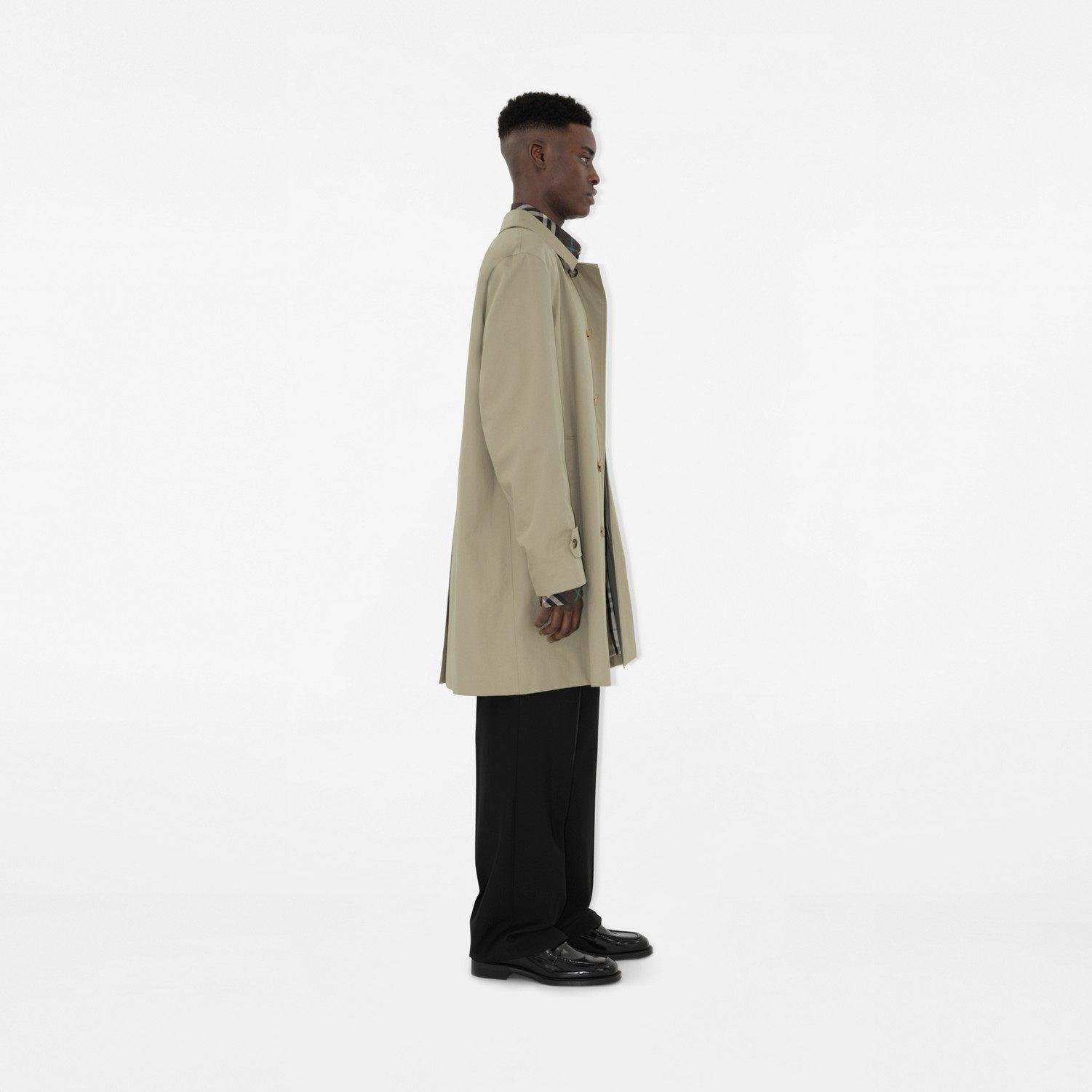 Long Gabardine Car Coat in Lichen - Men, Cotton | Burberry Long Gabardine Car Coat in Lichen - Men, Cotton | Burberry
