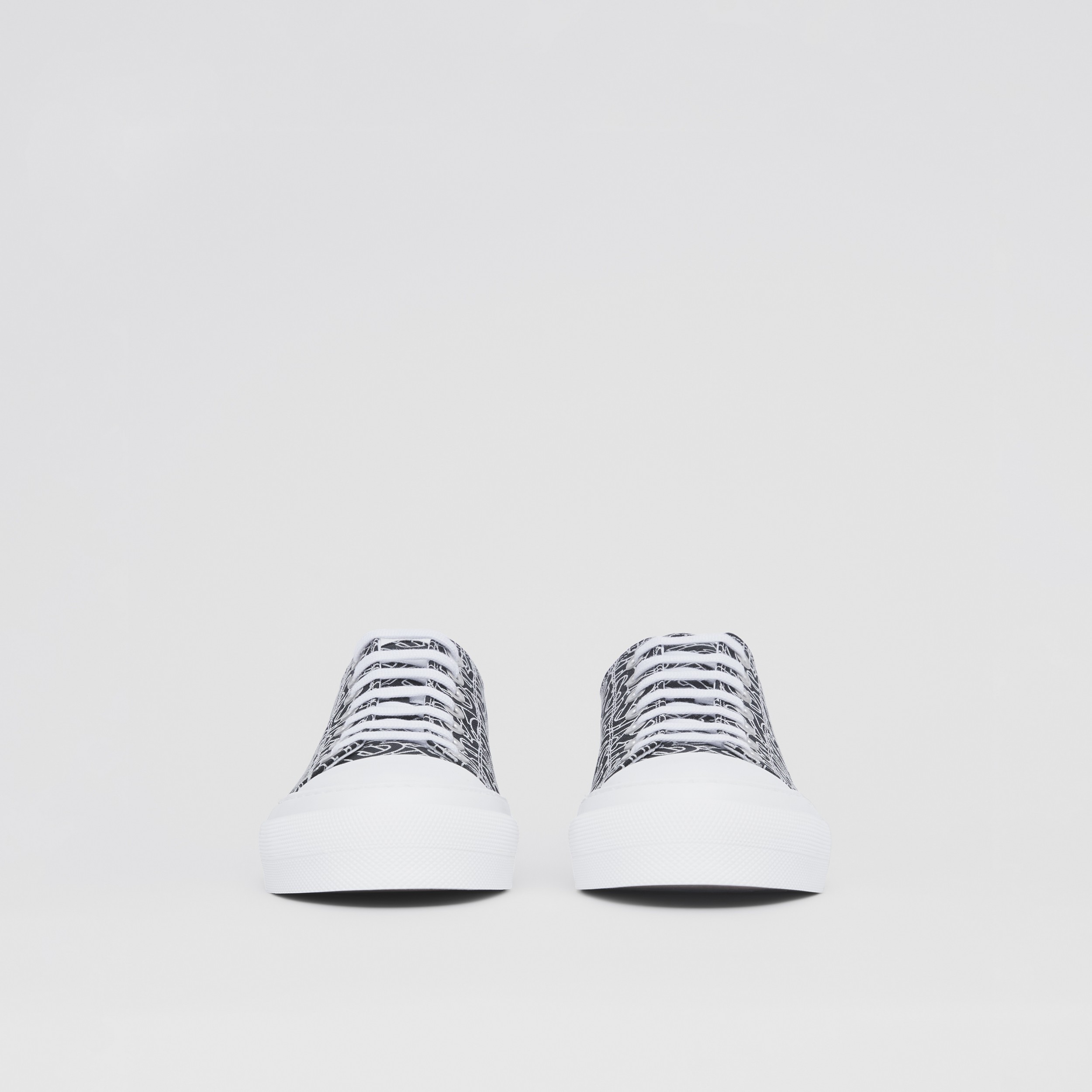 Monogram Print Cotton Sneakers in Black/white - Men | Burberry® Official - 3