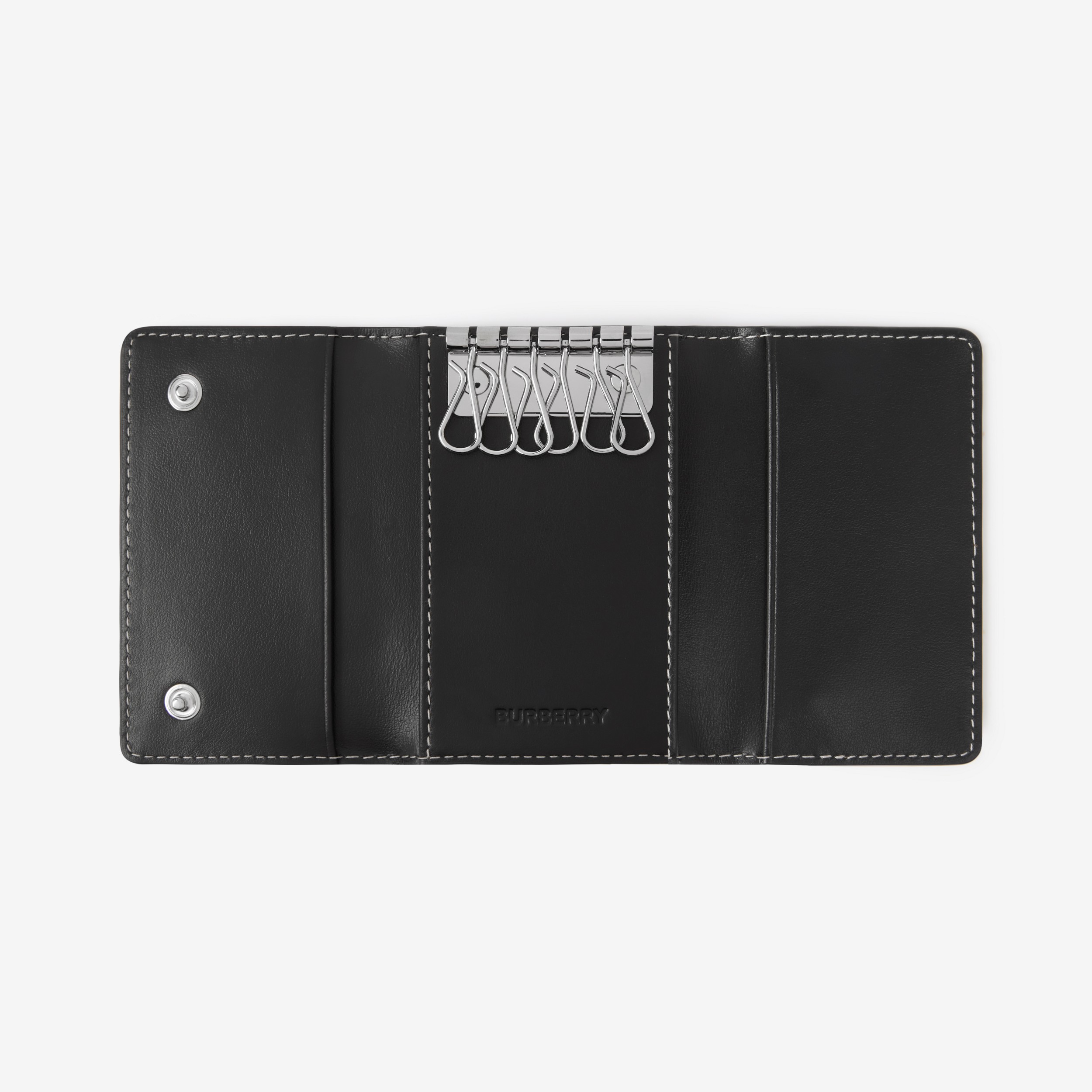 Check and Leather Key Case in Dark Birch Brown - Men | Burberry® Official - 4