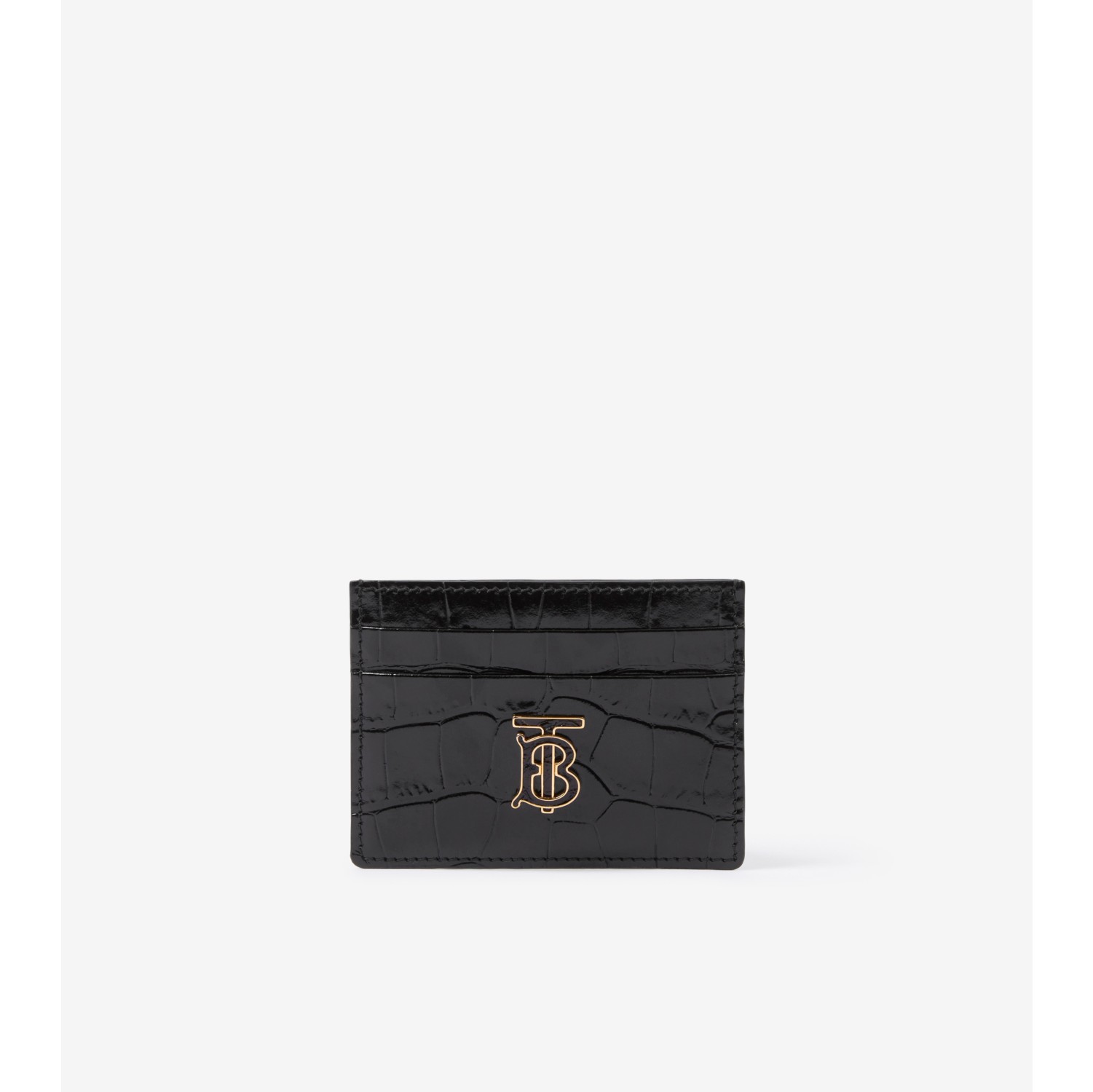 Embossed Leather TB Card Case in Black - Women | Burberry® Official