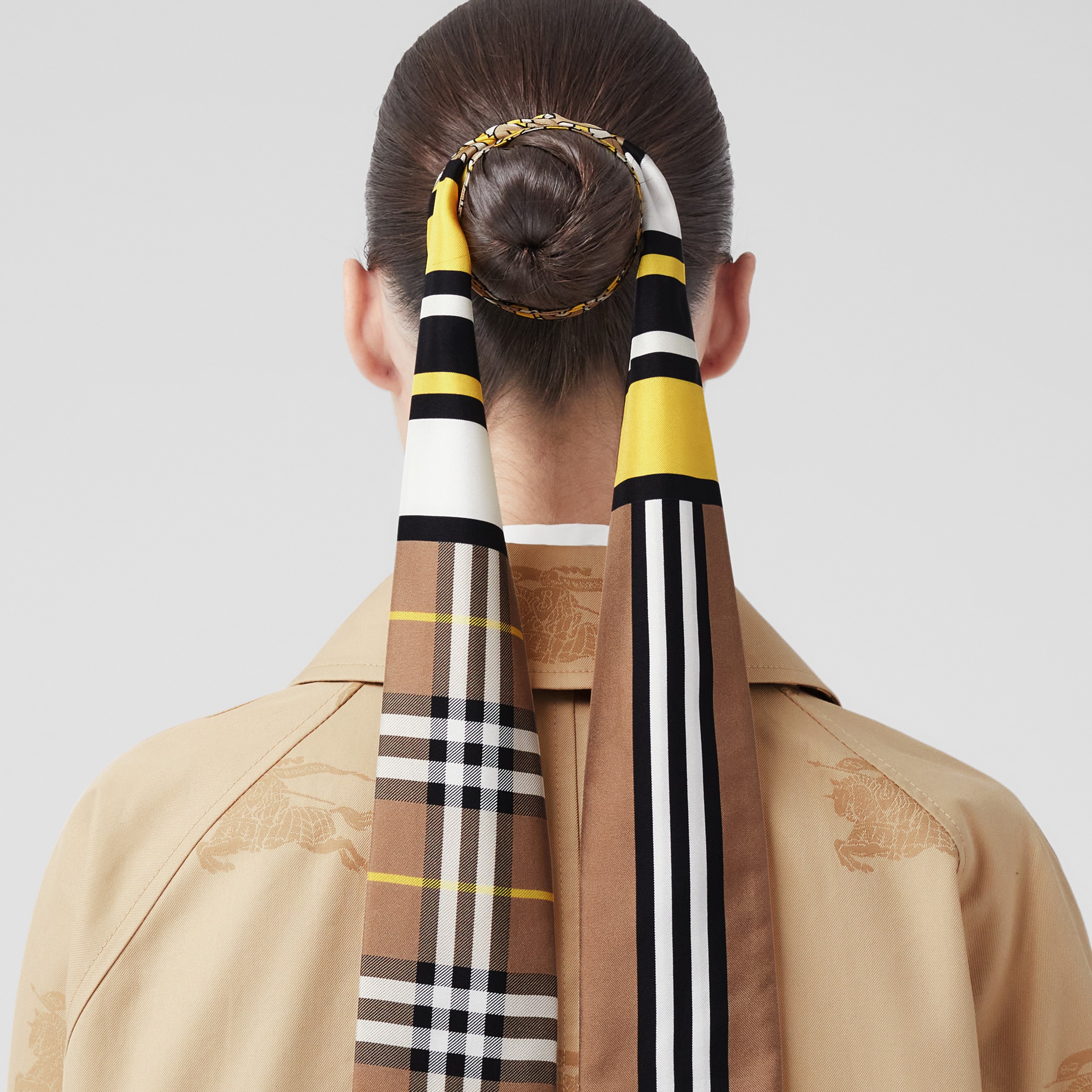 Montage Print Silk Skinny Scarf in Wheat | Burberry® Official - 3