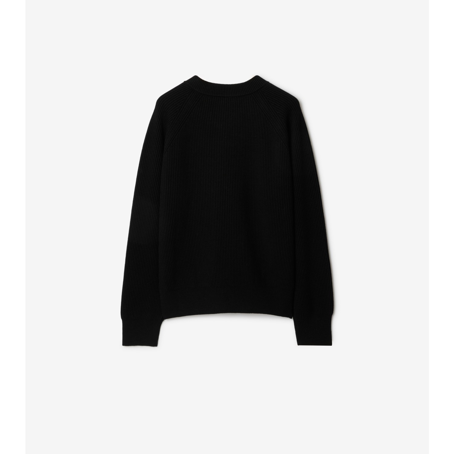 Black Wool Rib Knit Sweater