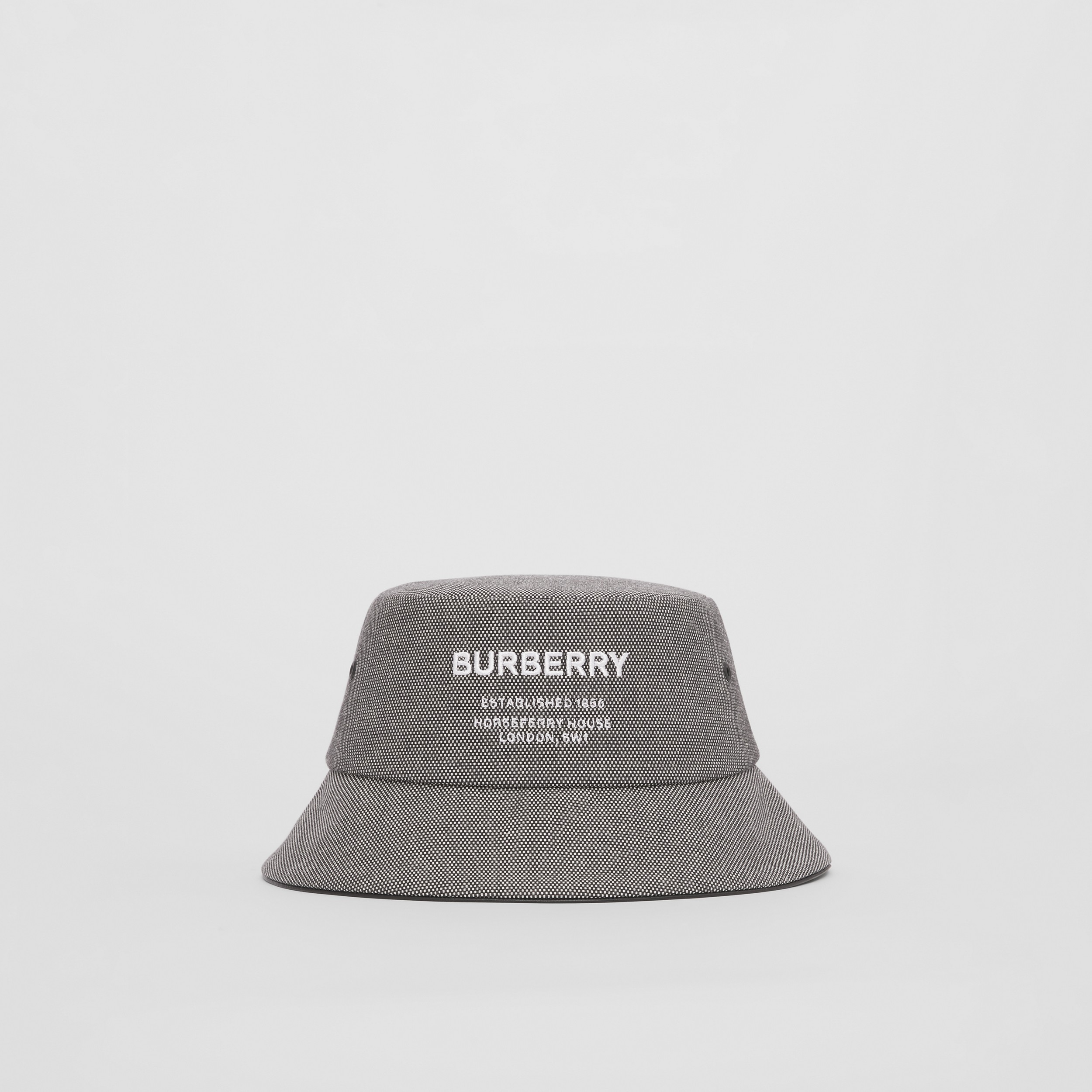 Horseferry Motif Cotton Bucket Hat in Black/white | Burberry® Official - 1