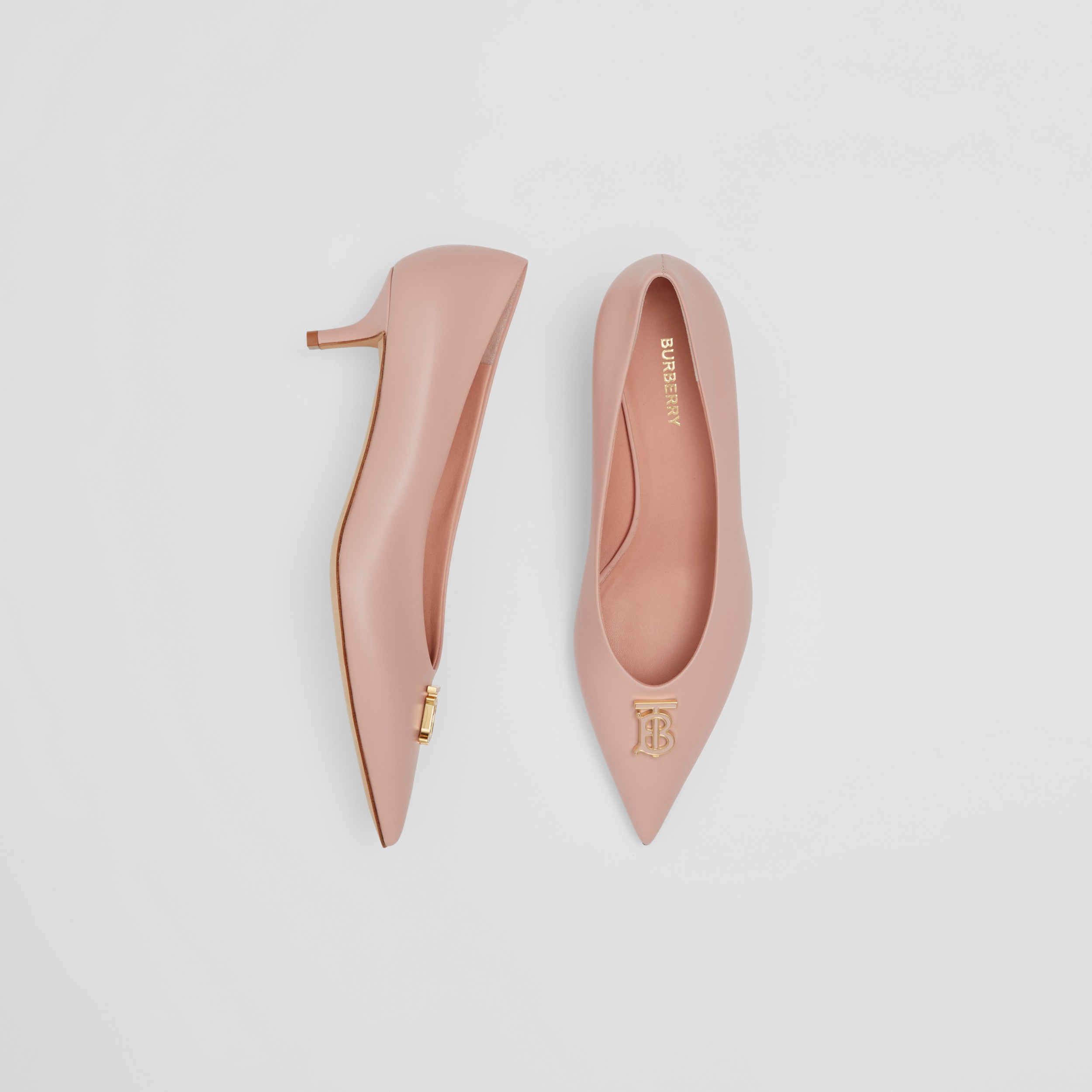 Zapatos de tacón en piel con monograma y puntera en pico (Rosado Violáceo) - Mujer | Burberry® oficial - 1