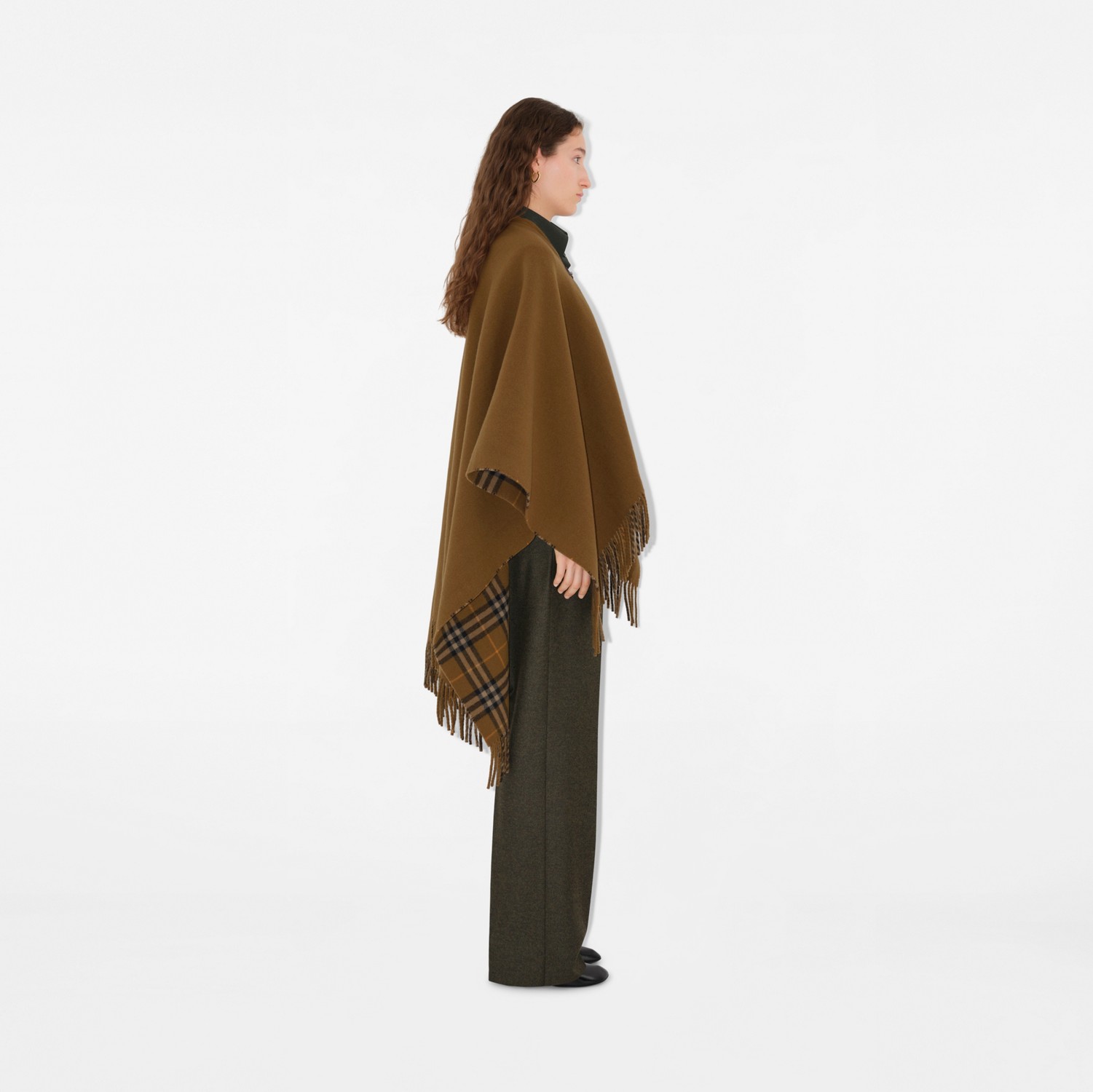 Check Wool Cape in Shrew | Burberry® Official Check Wool Cape in Shrew | Burberry® Official