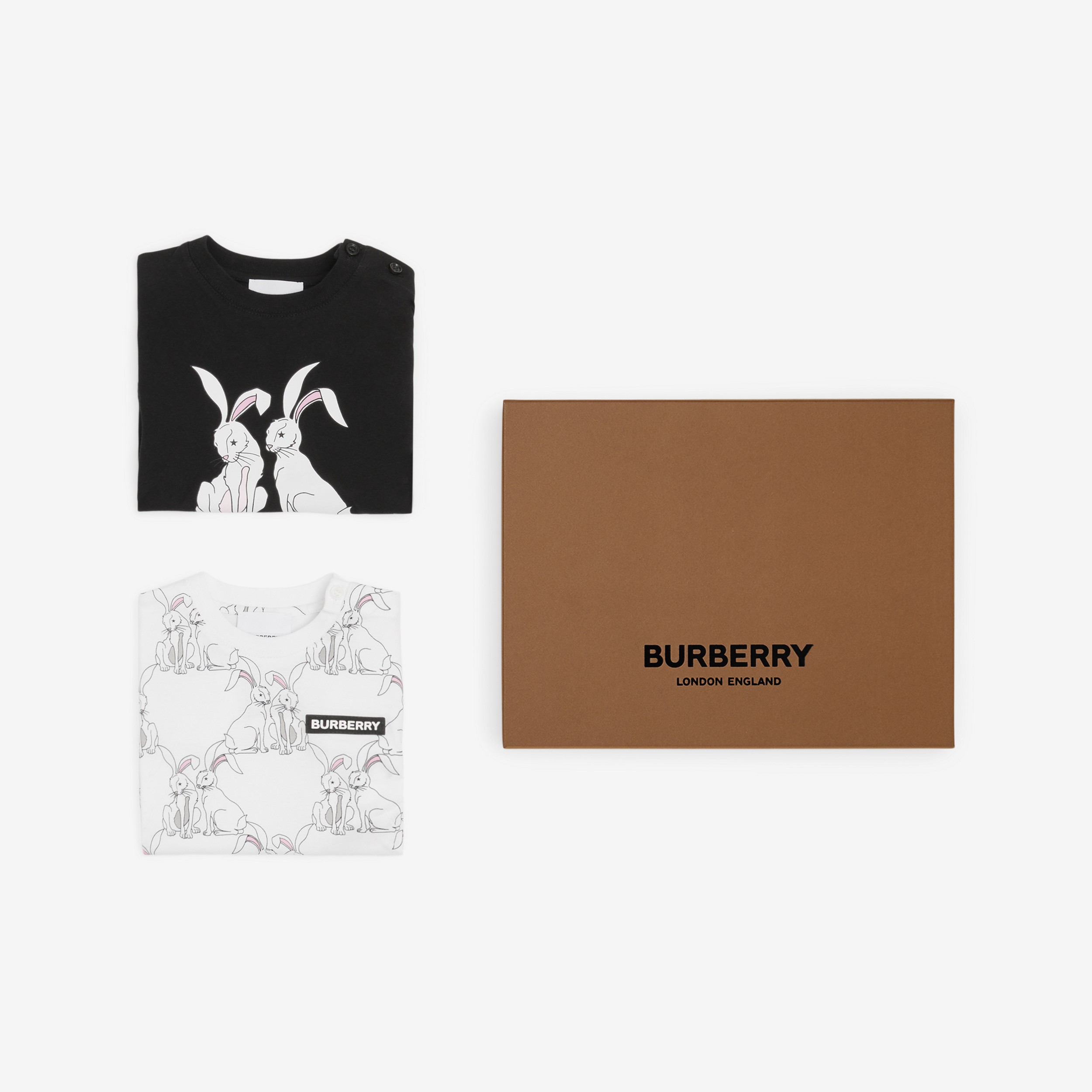 Conjunto de regalo para bebé de dos piezas en algodón con conejos (Blanco) - Niños | Burberry® oficial - 1