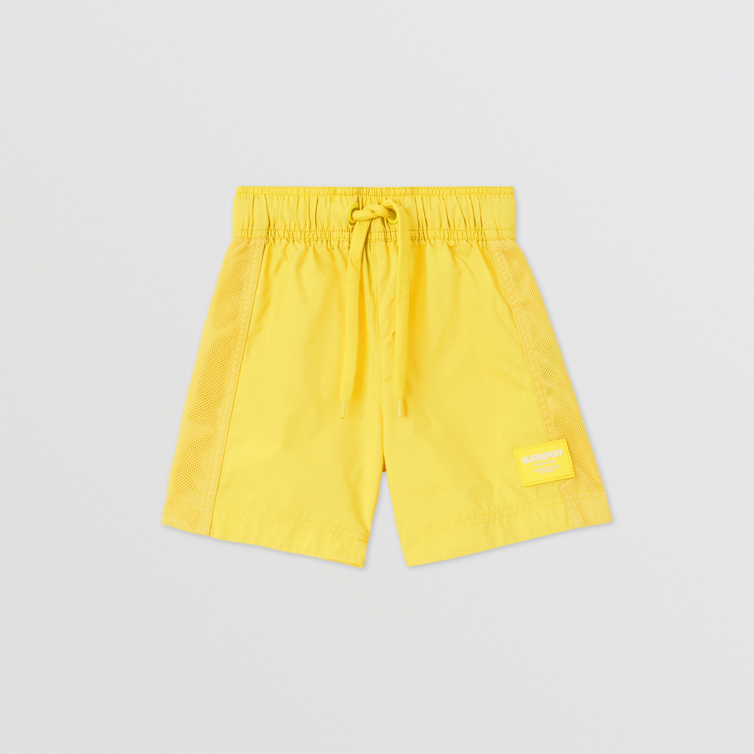 Horseferry Motif Nylon Swim Shorts in Acid Yellow - Children | Burberry® Official - 1