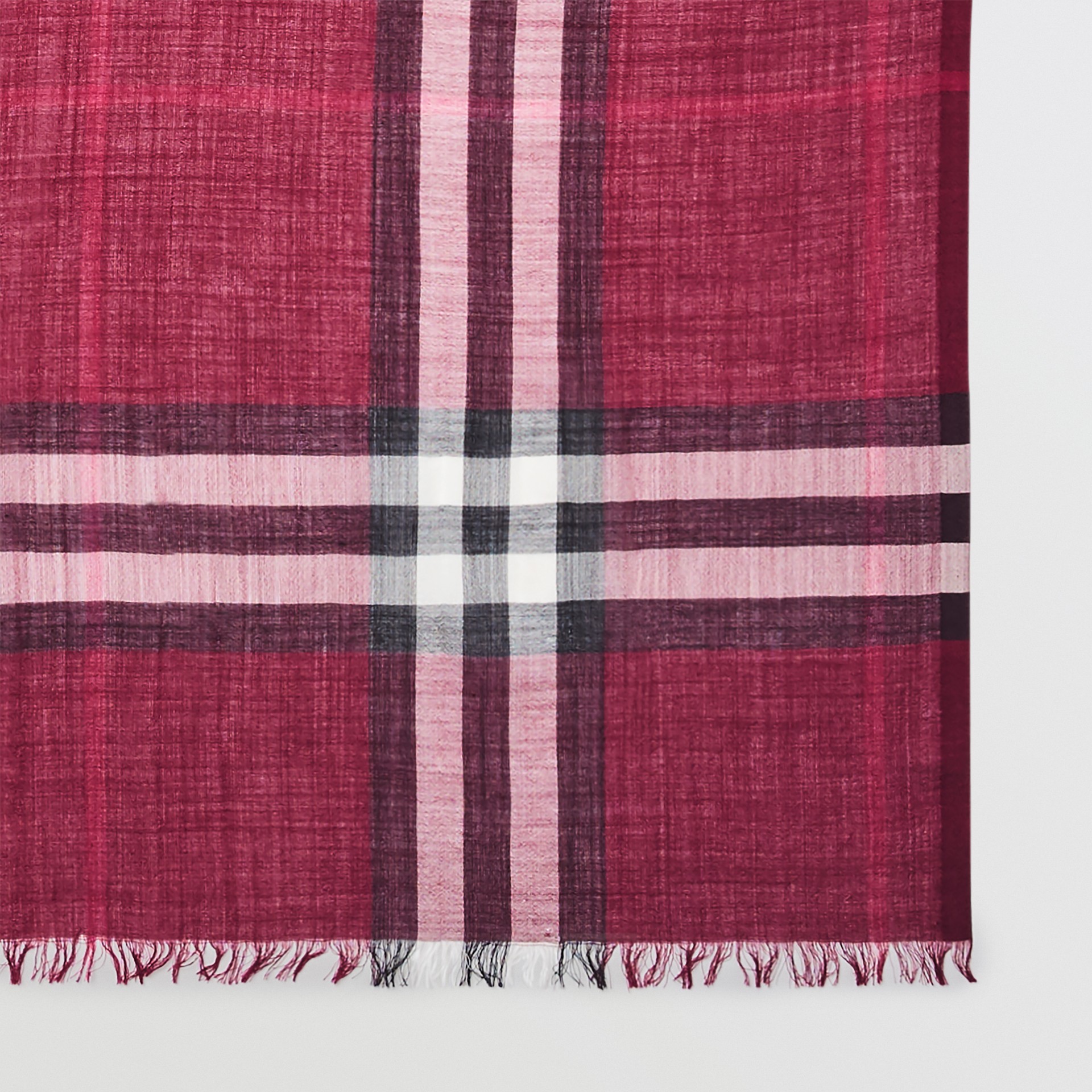 Lightweight Check Wool and Silk Scarf in Plum | Burberry United States