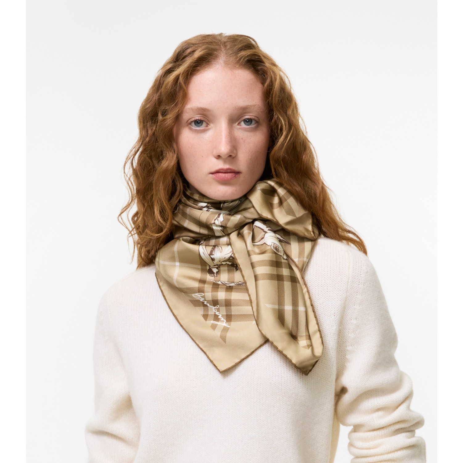 Check Mates Silk Scarf in Finch beige | Burberry® Official
