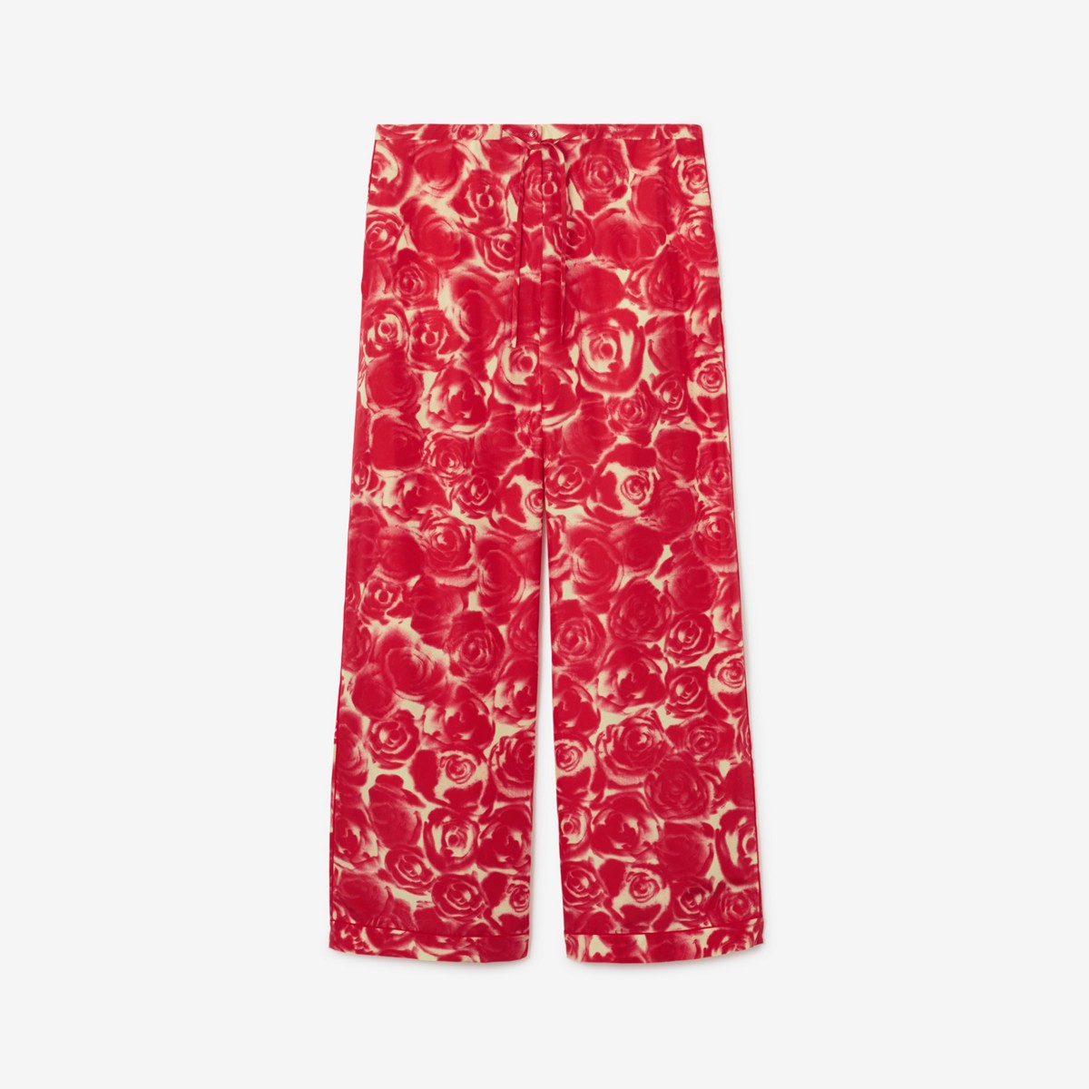 Burberry Rose-print Drawstring Silk Trousers In Pillar