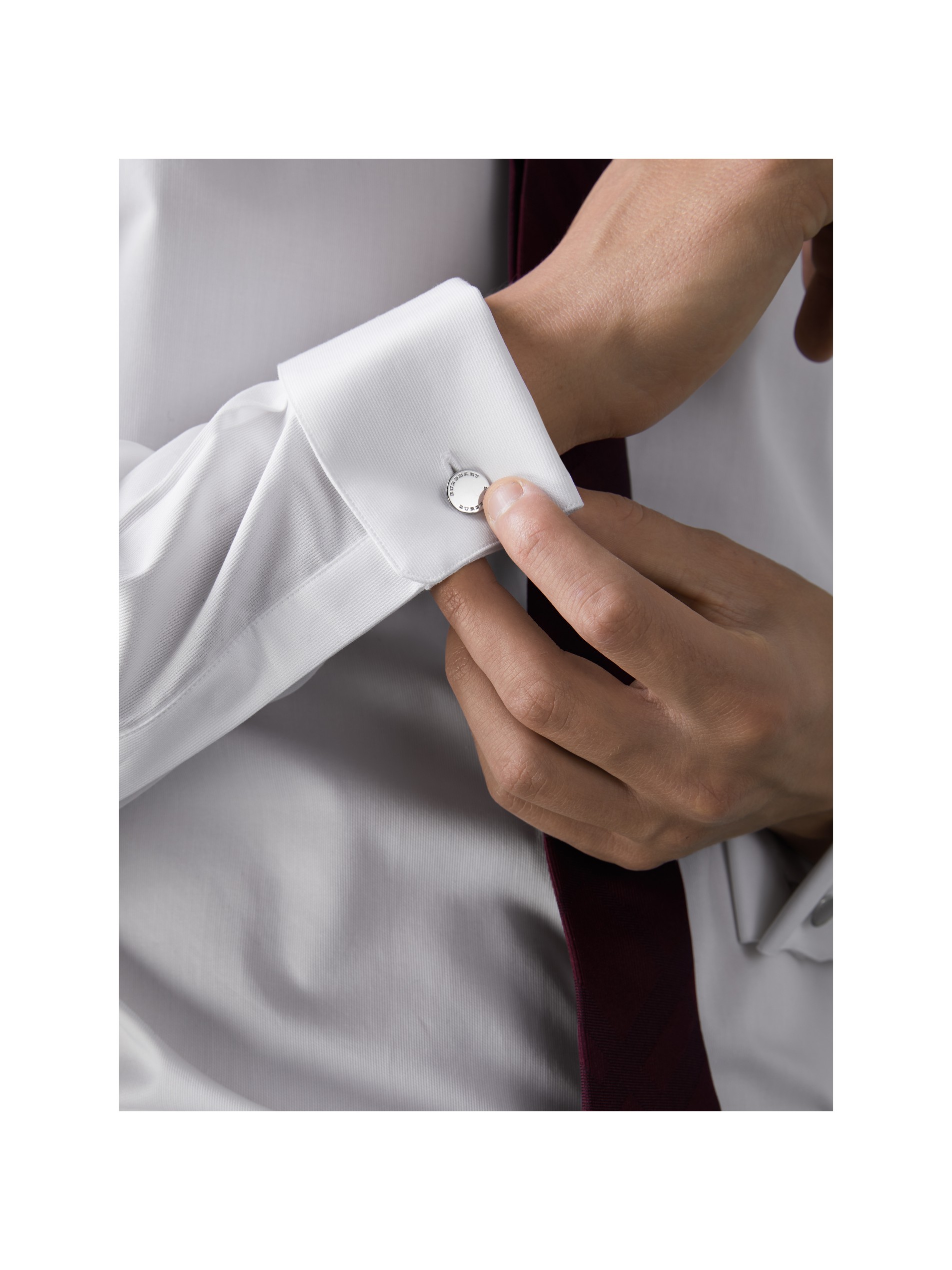 白色 修身剪裁双面翻折袖口棉质晚宴衬衫 产品图片41