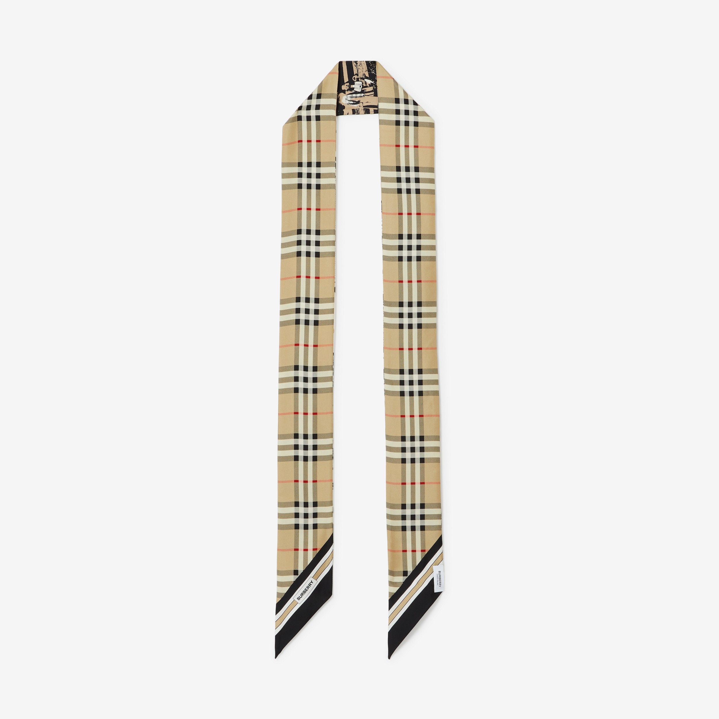 Montage Print Silk Skinny Scarf in Archive Beige | Burberry® Official - 3