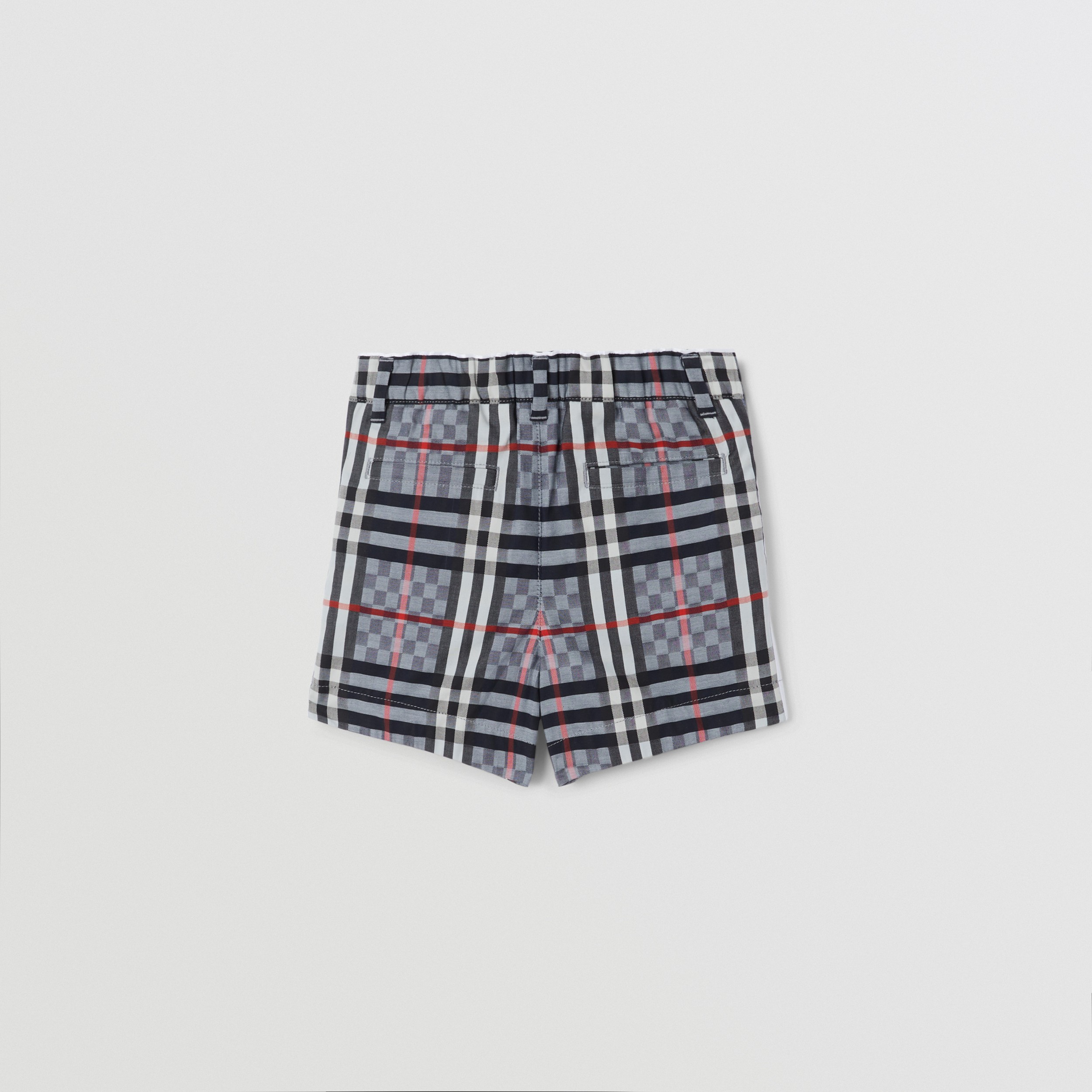 Chequerboard Stretch Cotton Tailored Shorts in Pale Blue - Children | Burberry® Official - 4
