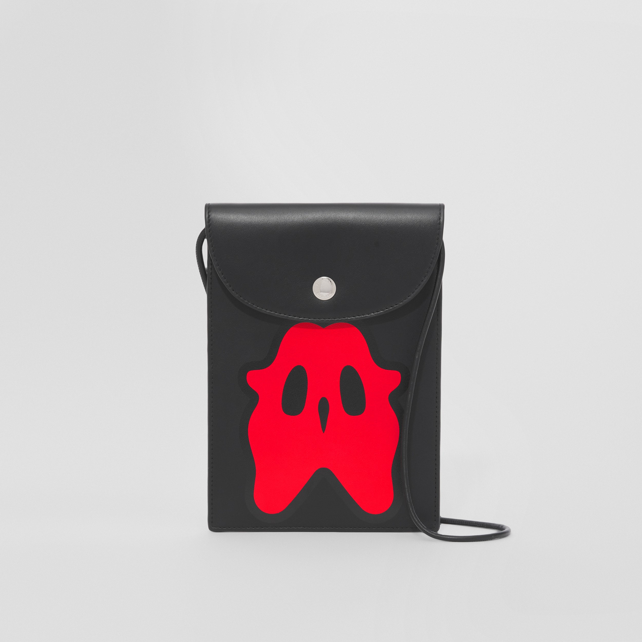 Étui pour téléphone en cuir à motif monstre avec lanière (Noir/rouge) - Homme | Site officiel Burberry® - 1