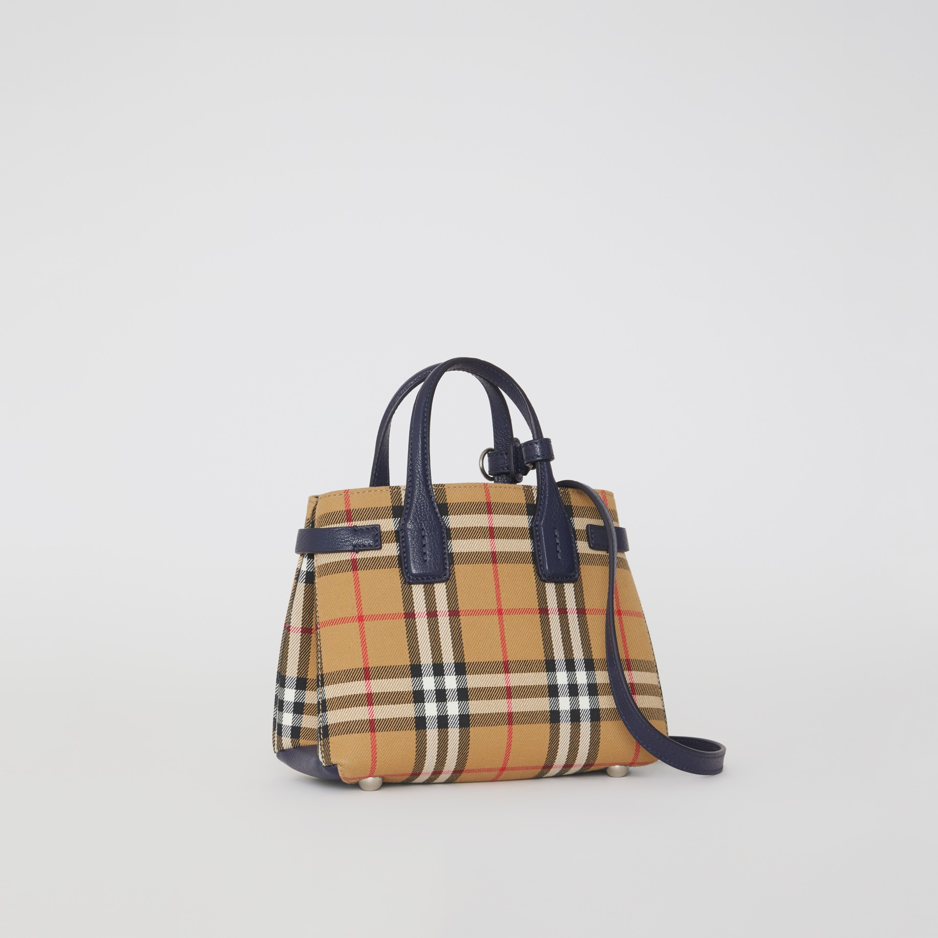 The Baby Banner In Vintage Check And Leather In Regency Blue