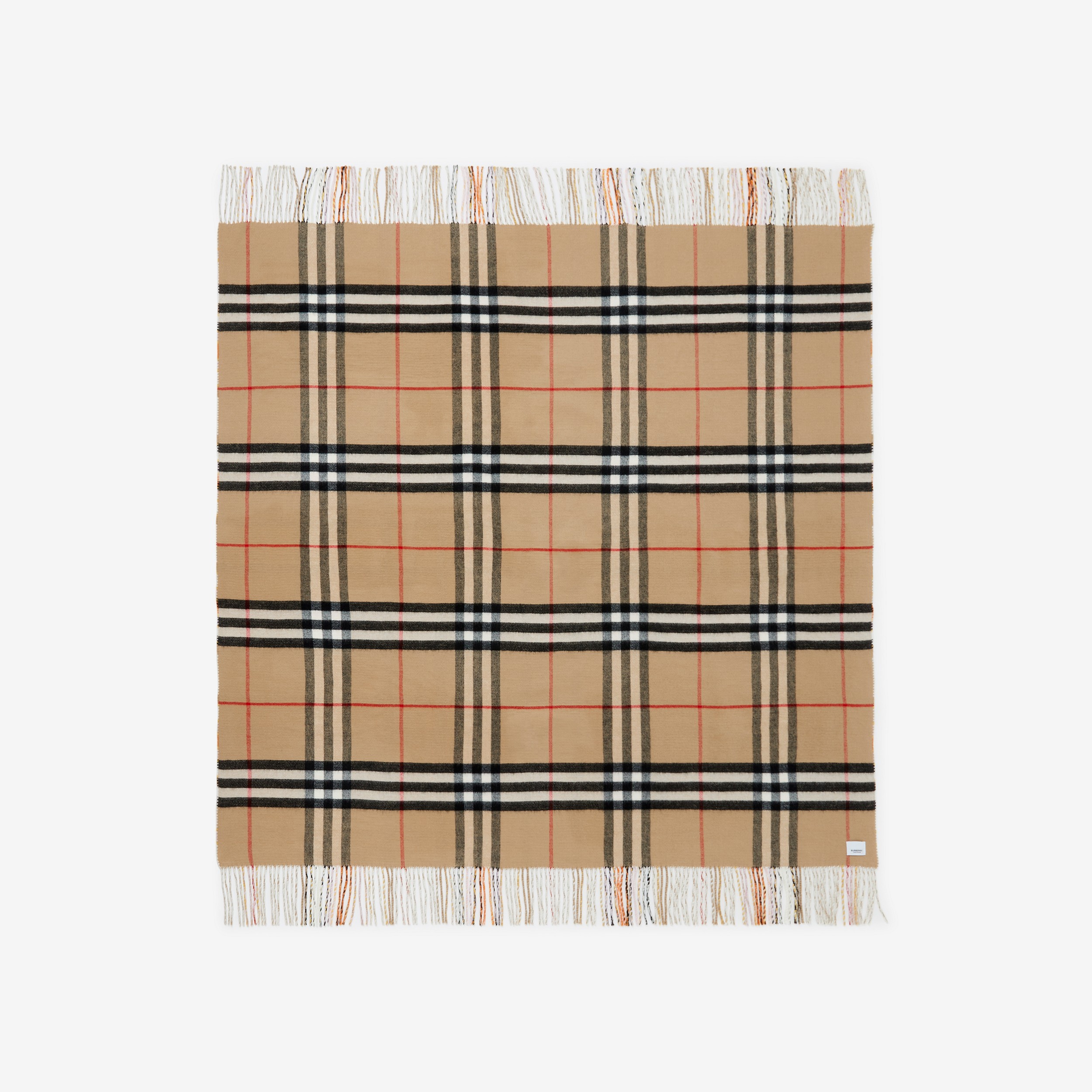Check Cashmere Wool Reversible Blanket in Archive Beige/orange | Burberry® Official - 3
