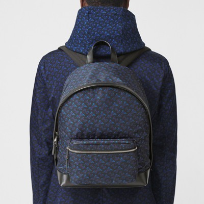 blue nylon backpack